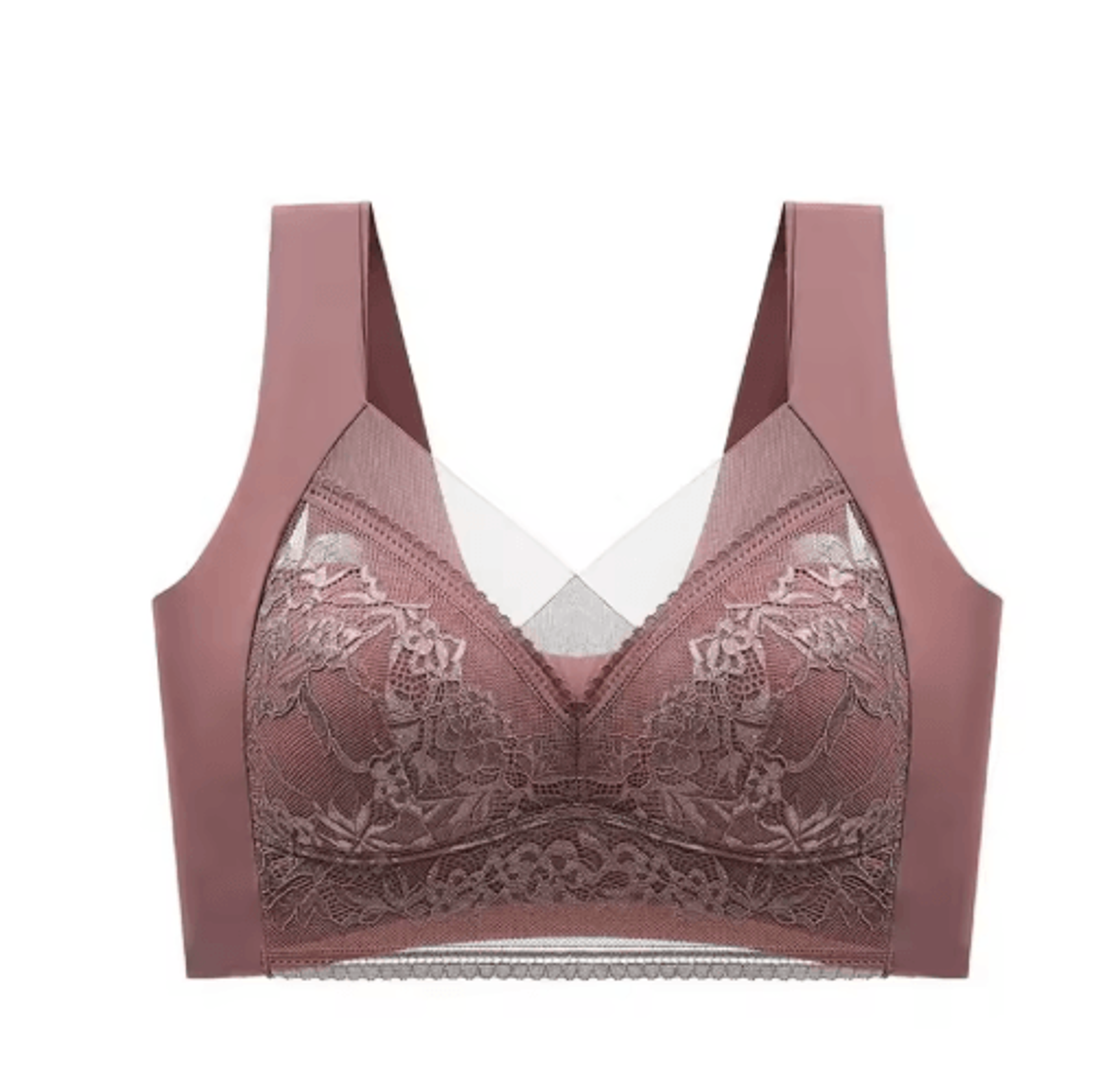 Plus Size Lace Ice Silk AntiSag Seamless Padded Vest Bra 2