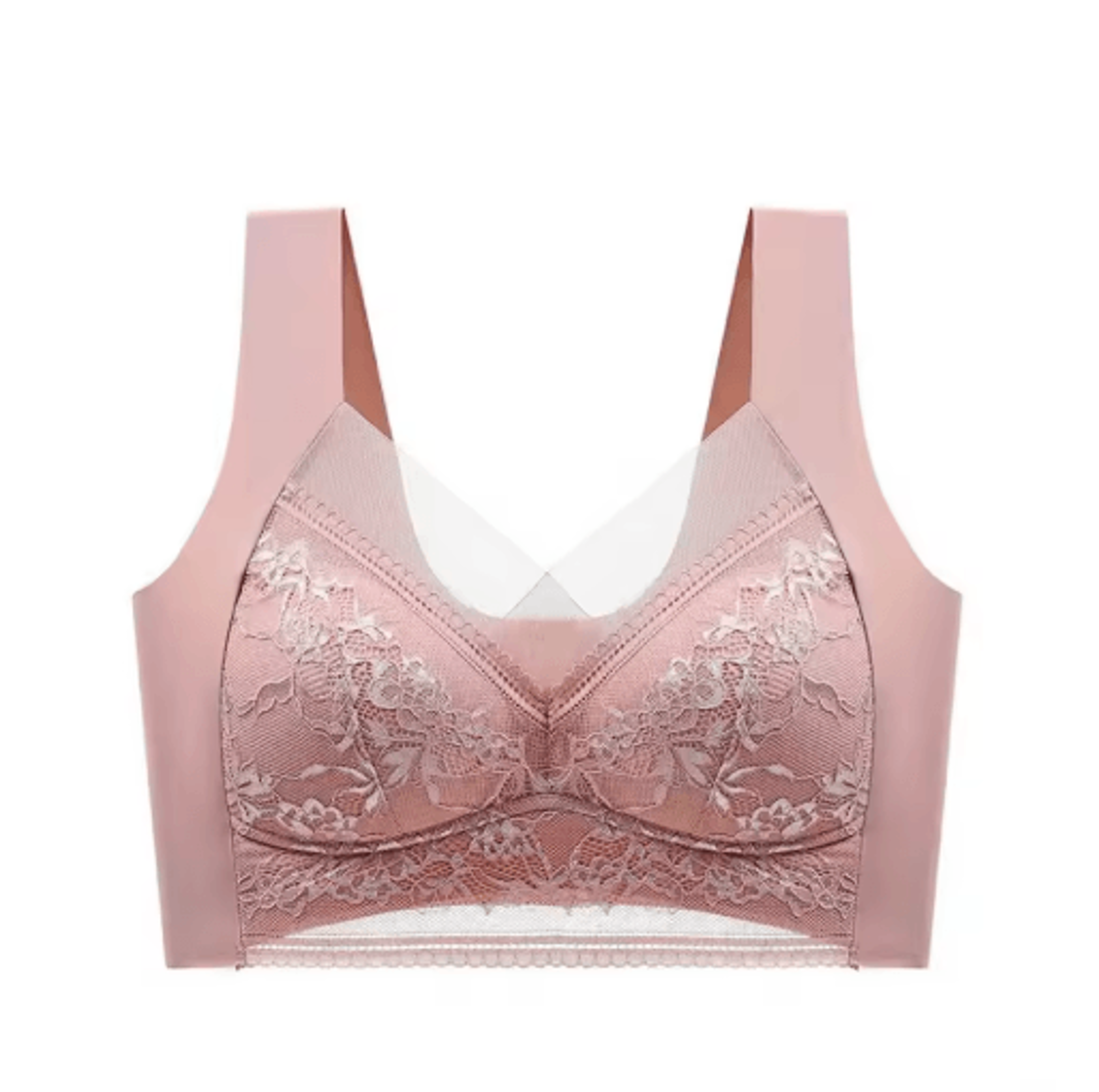 Plus Size Lace Ice Silk AntiSag Seamless Padded Vest Bra 3