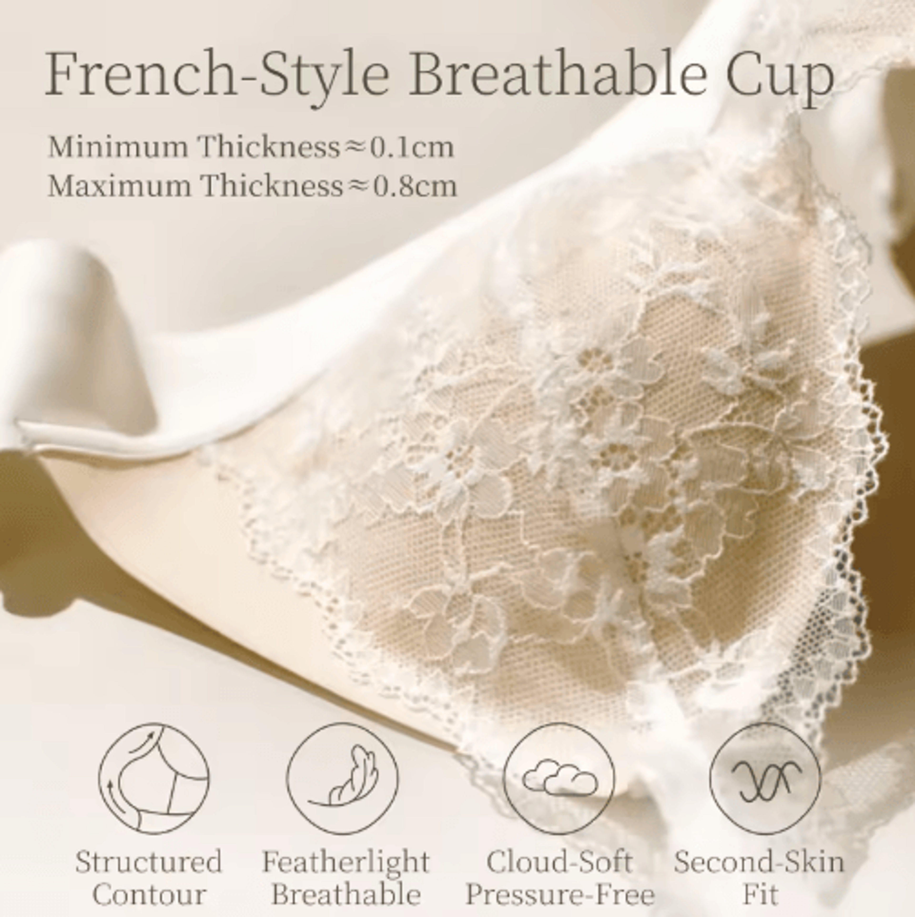 SUJIIN Deep V Wireless Push Up Lace Bra For Small Busts 3