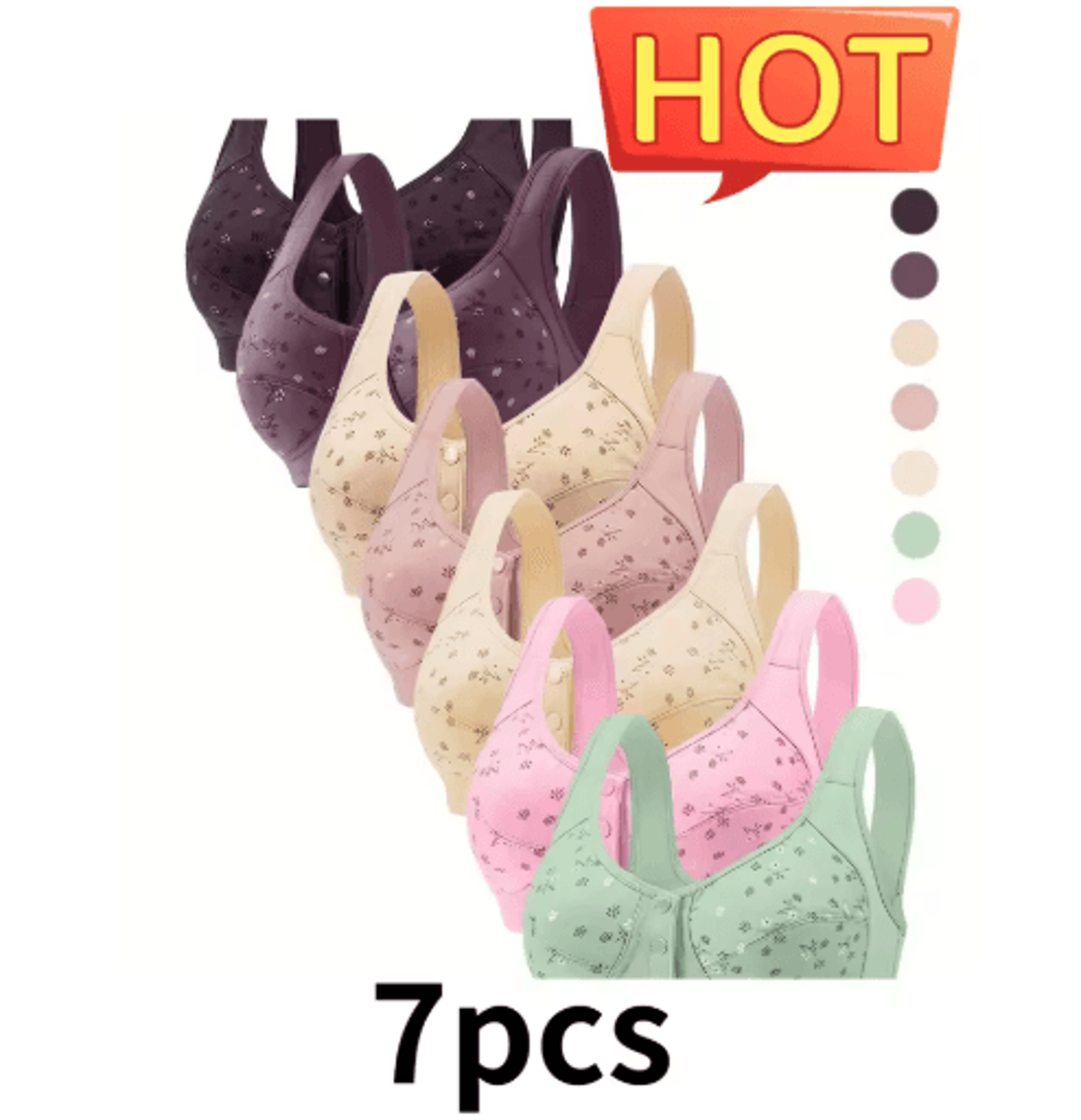 Elegant Front Closure Nursing Bra 7Piece Set With Breathable Support 6