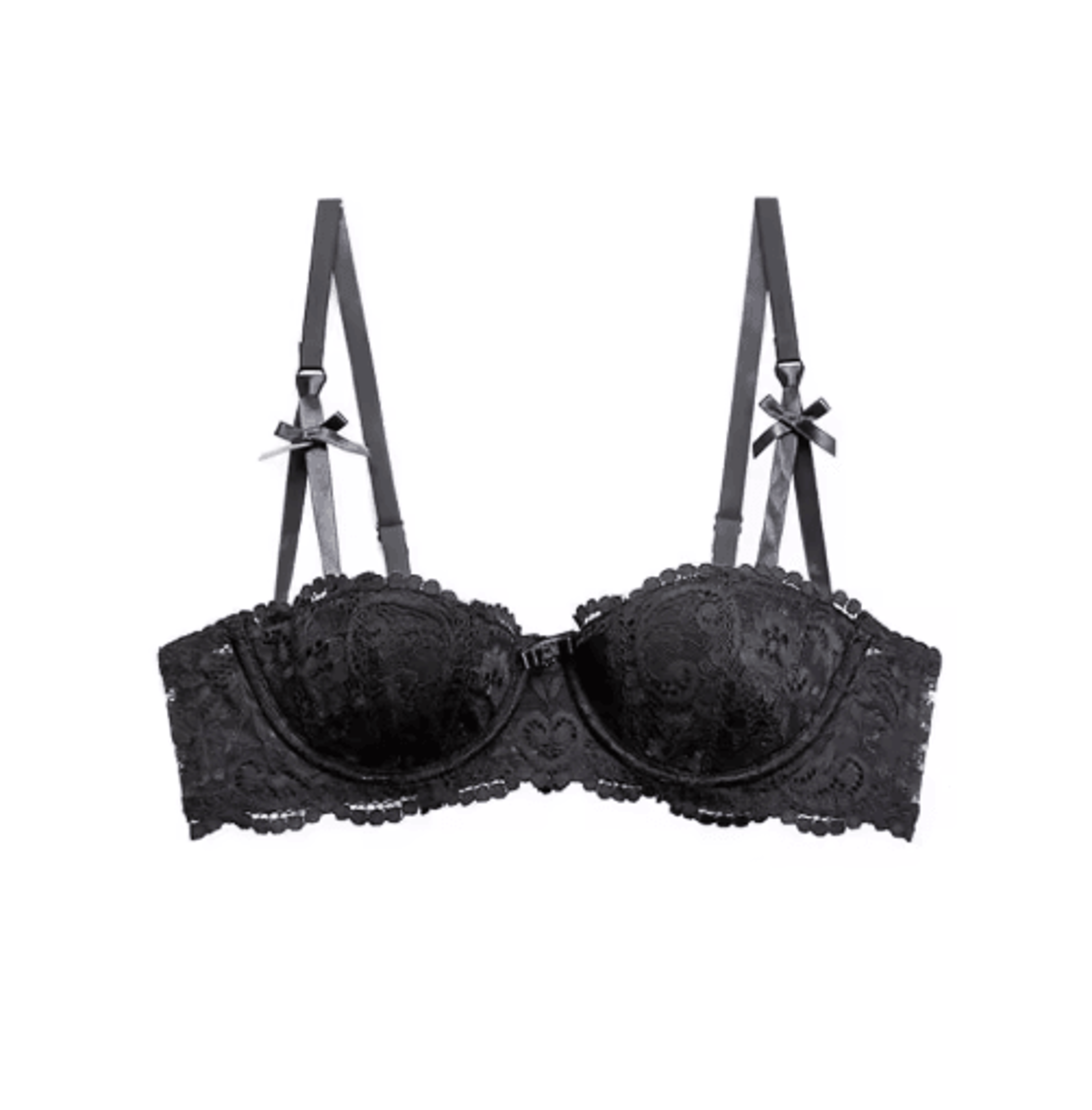 French Style Half Cup Push Up Lace Bra With Deep V Design 2