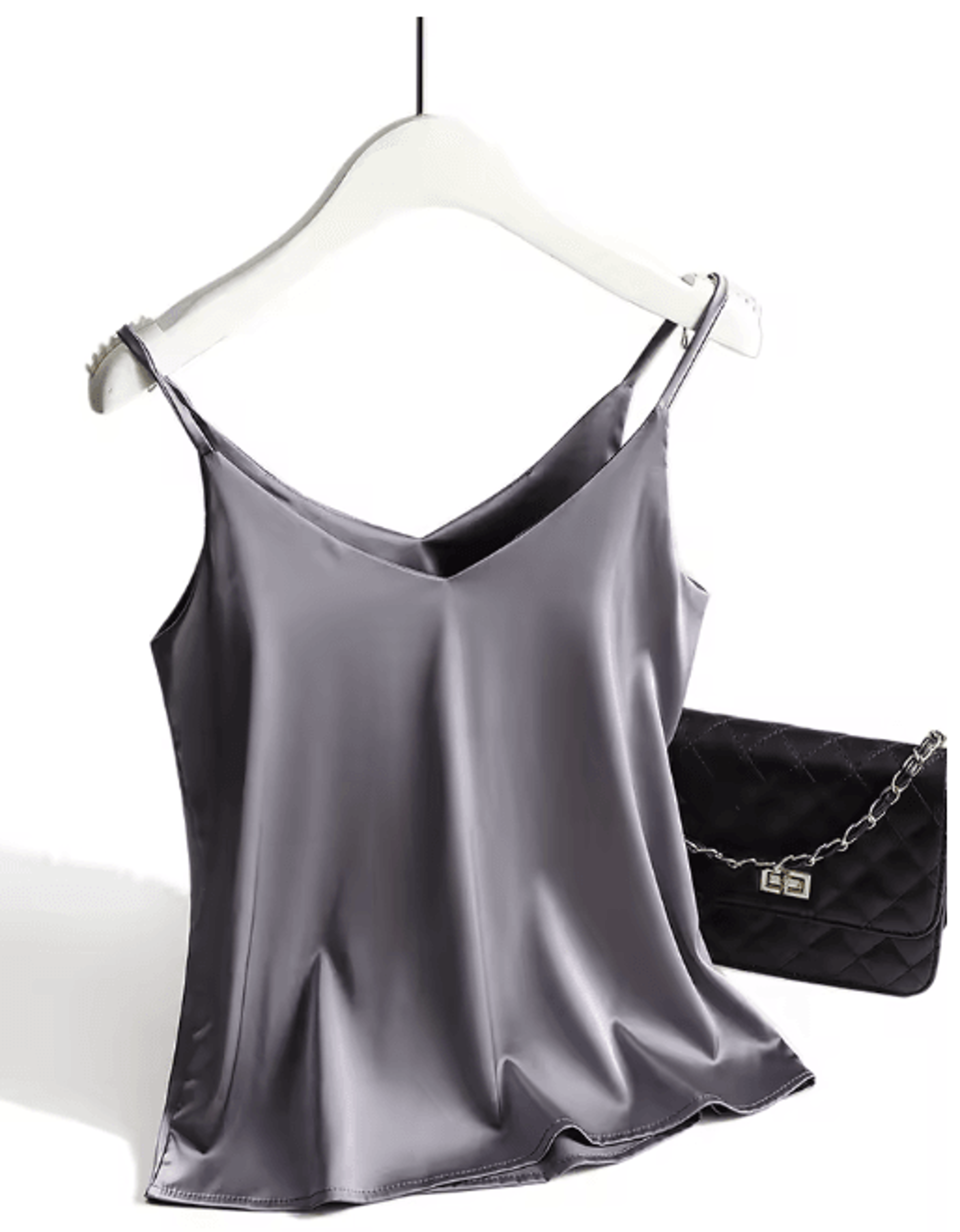 AOSSVIAO Satin Silk Halter V Neck White Spaghetti Strap Cami 2026 5
