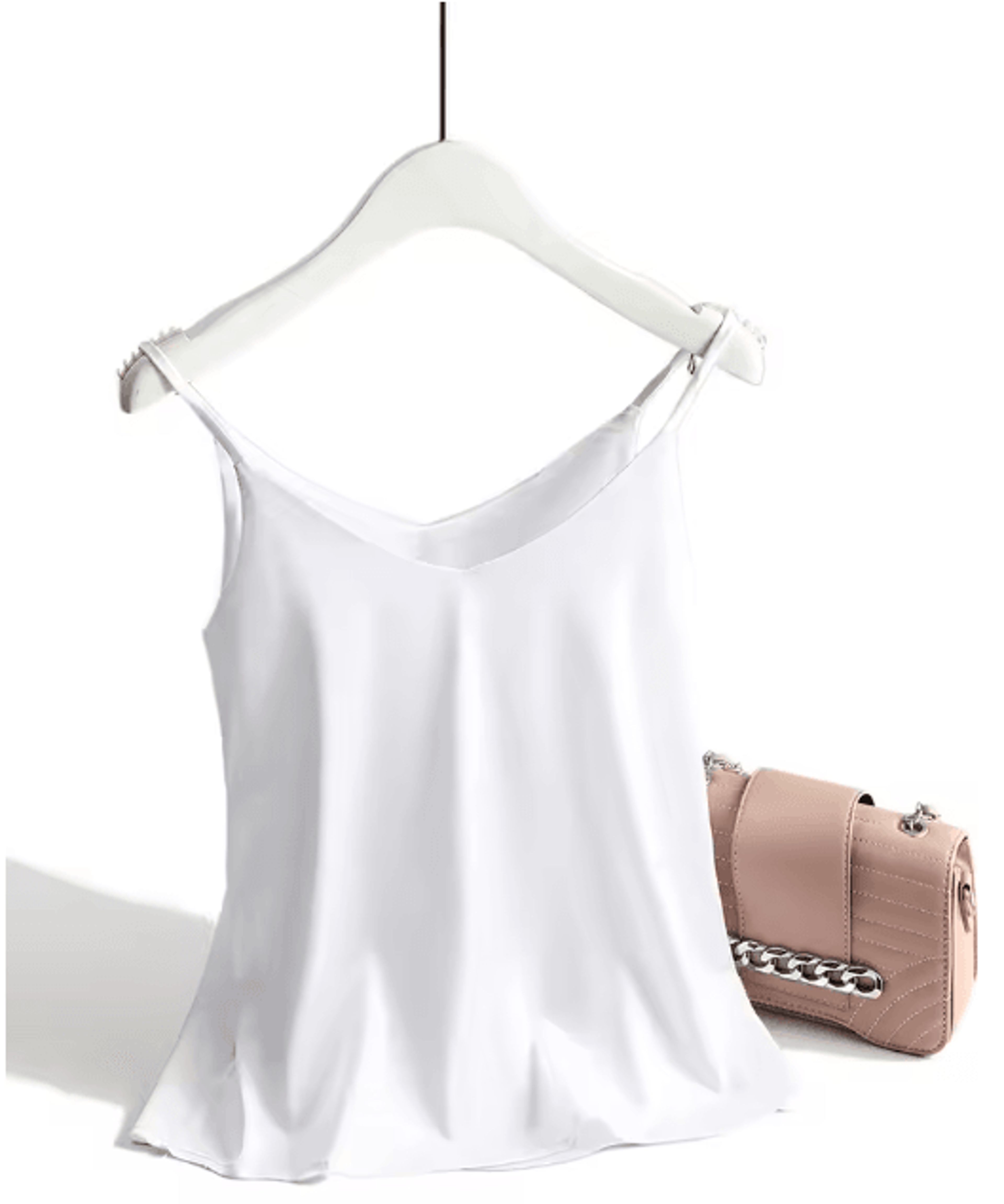 AOSSVIAO Satin Silk Halter V Neck White Spaghetti Strap Cami 2026 8