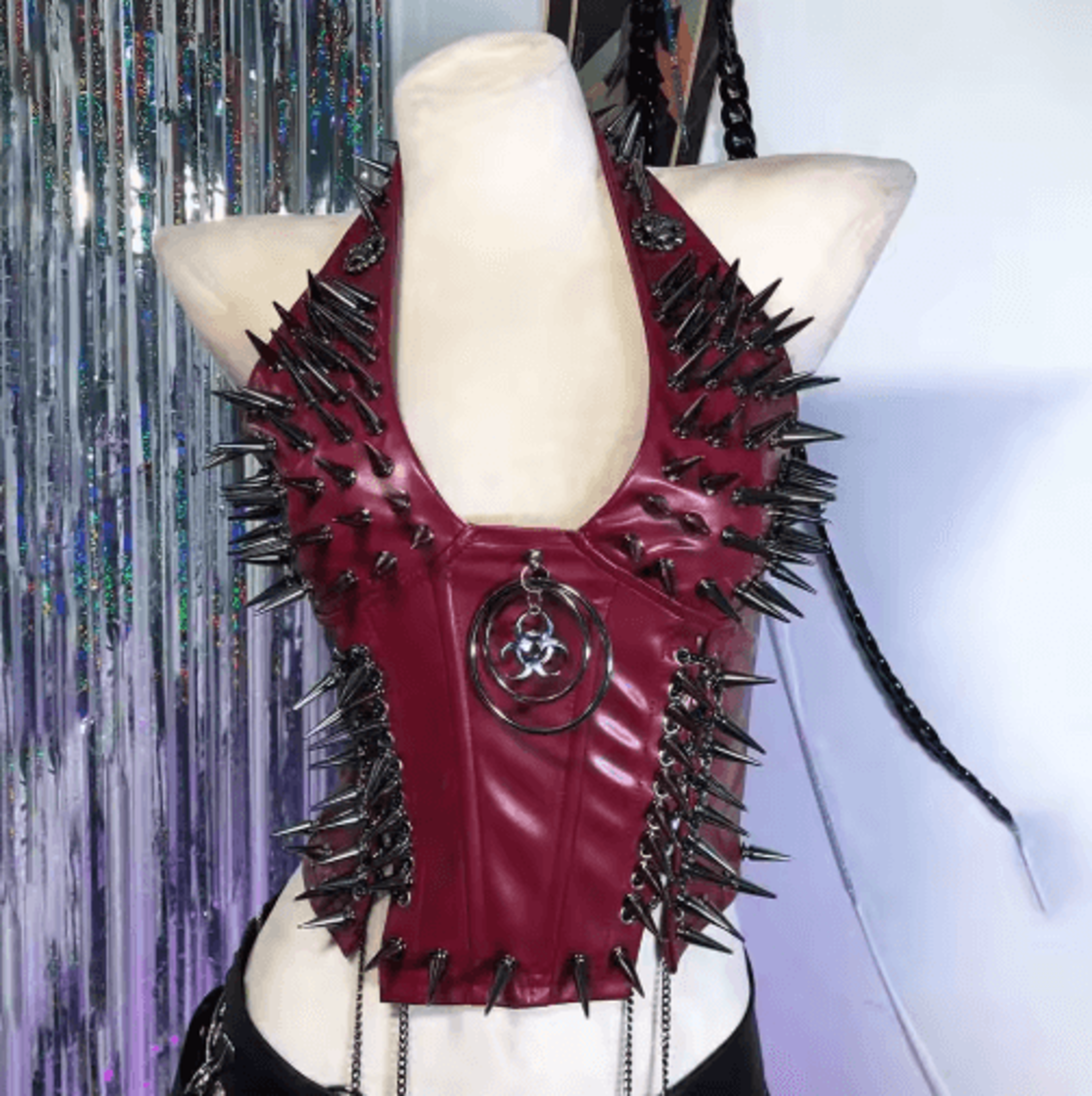 Spiked Gothic Punk Tank  Y2K Grunge PU Leather Alternative Top For Women 7