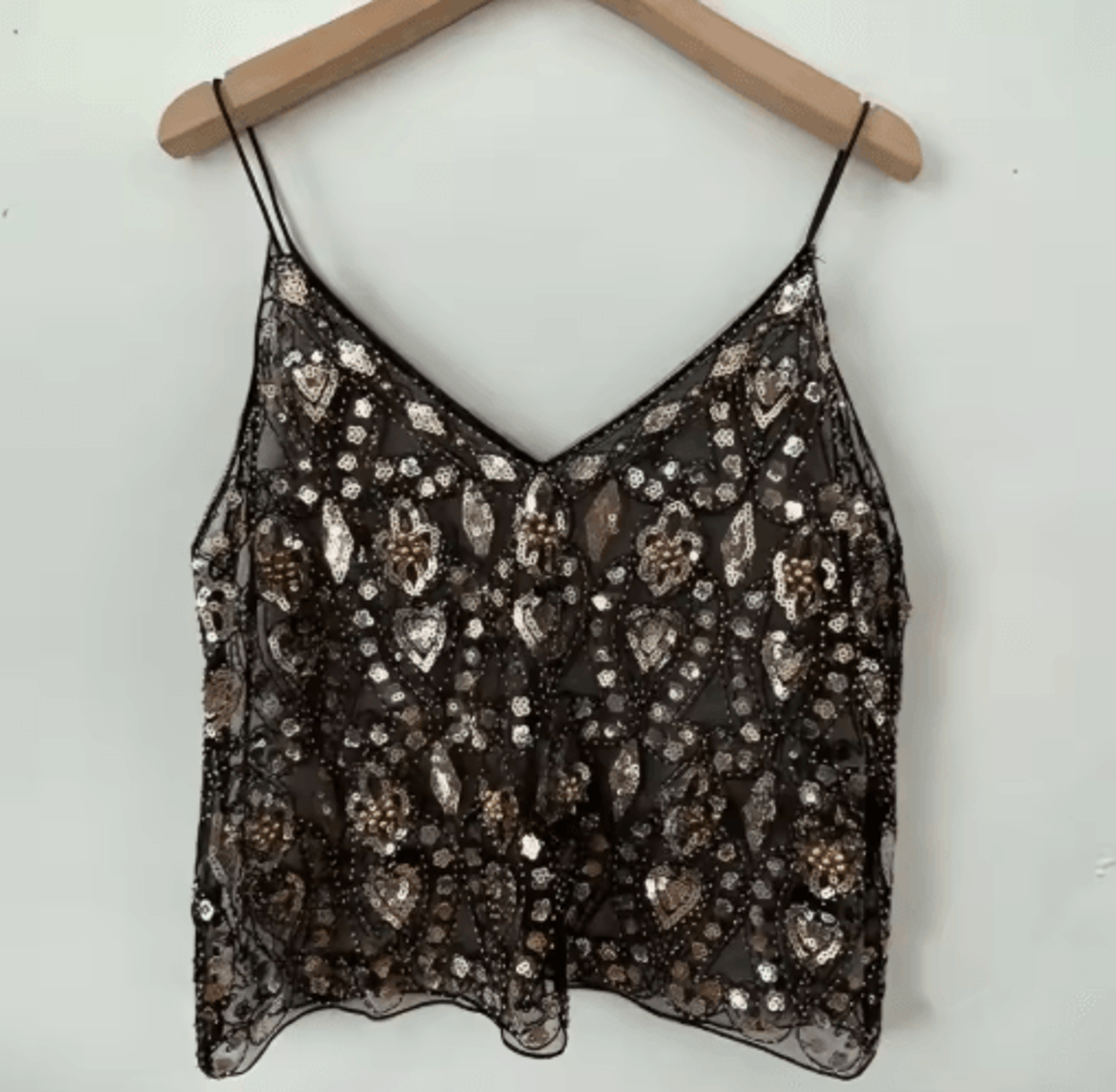 Puloru Sequin Beaded Flower Camisole  Open Back Chic Summer Top 1