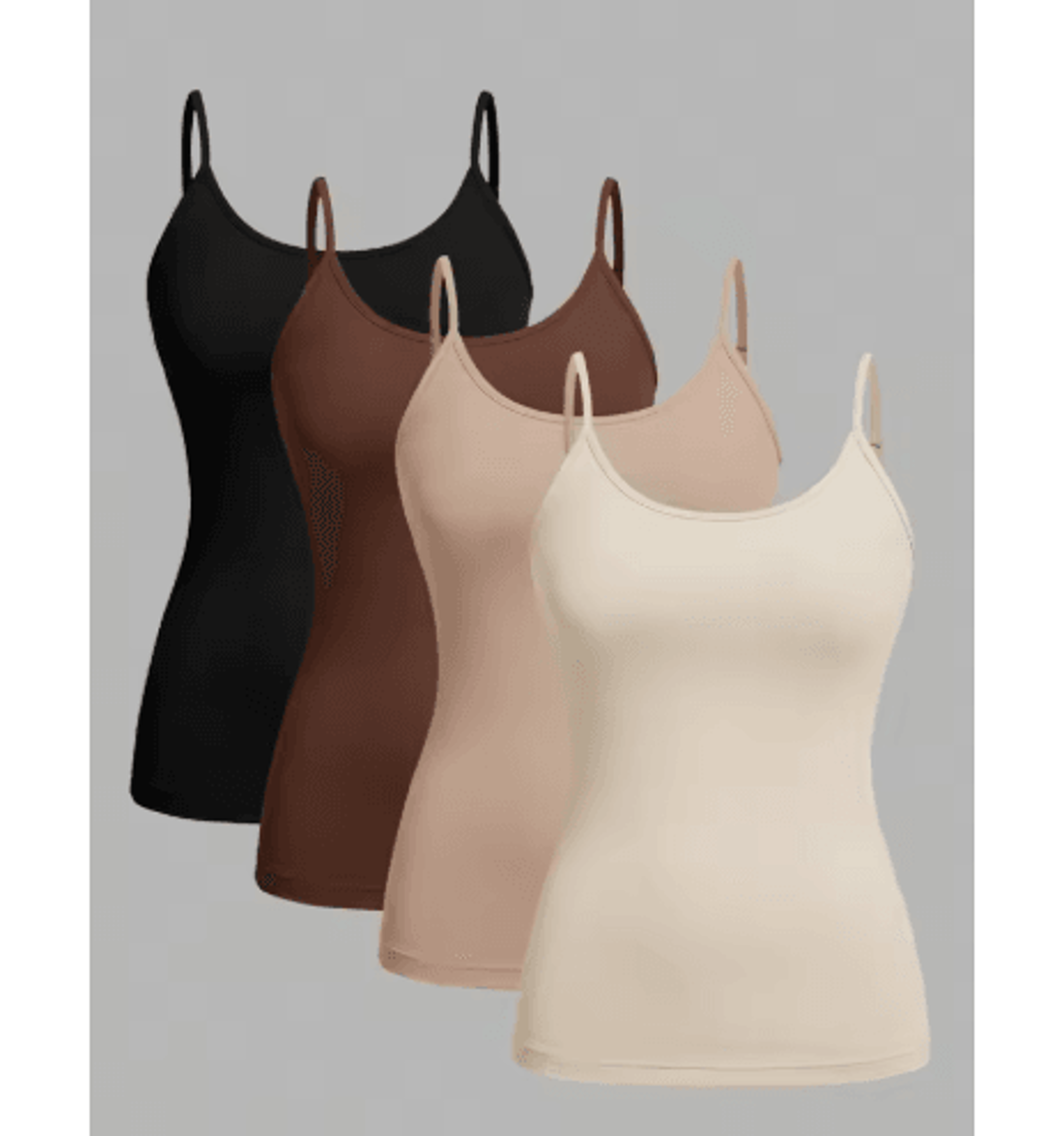4Piece Womens Solid Color Camisole Set  Summer Strap Basic Sleeveless Tank 1