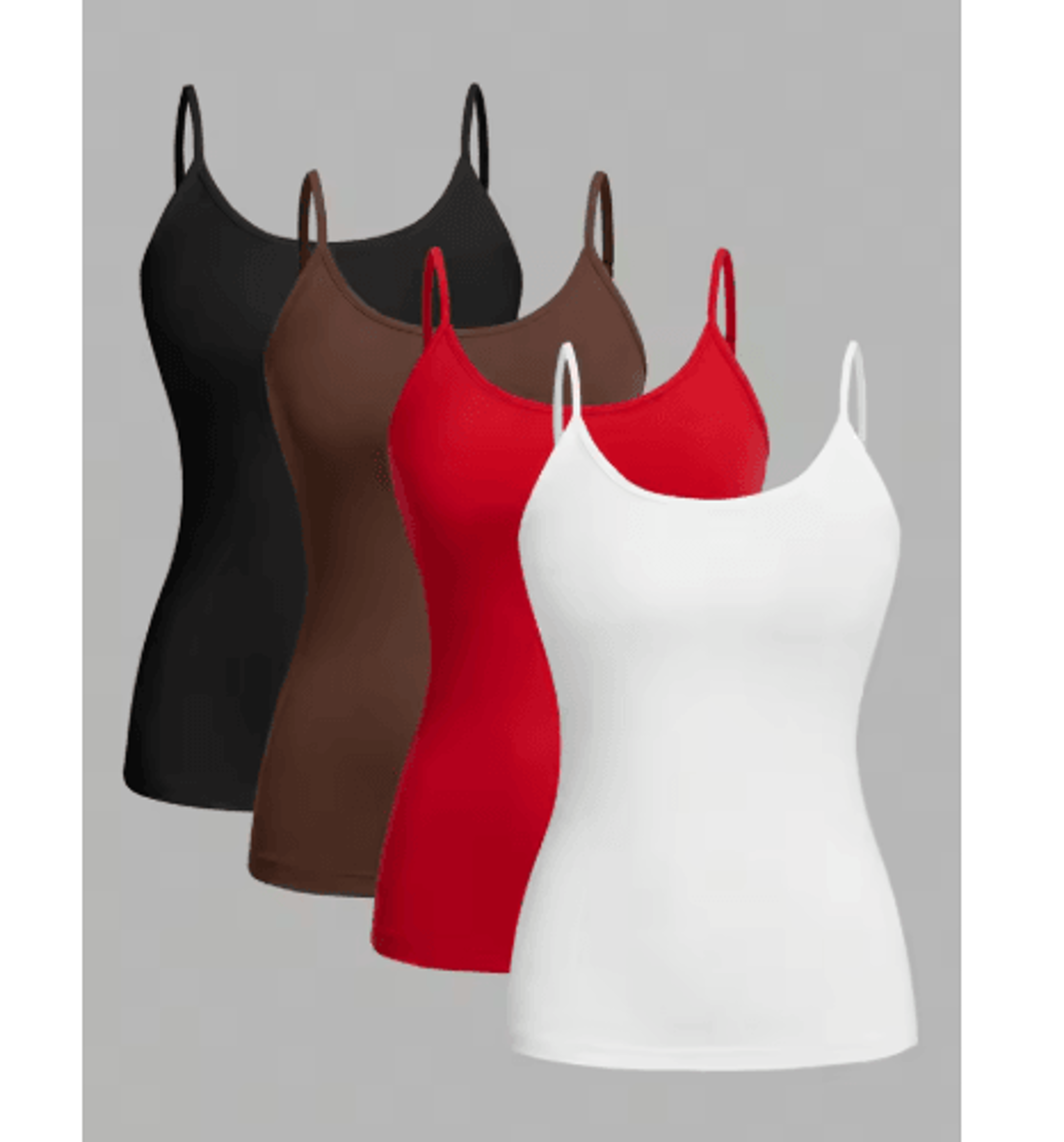 4Piece Womens Solid Color Camisole Set  Summer Strap Basic Sleeveless Tank 2