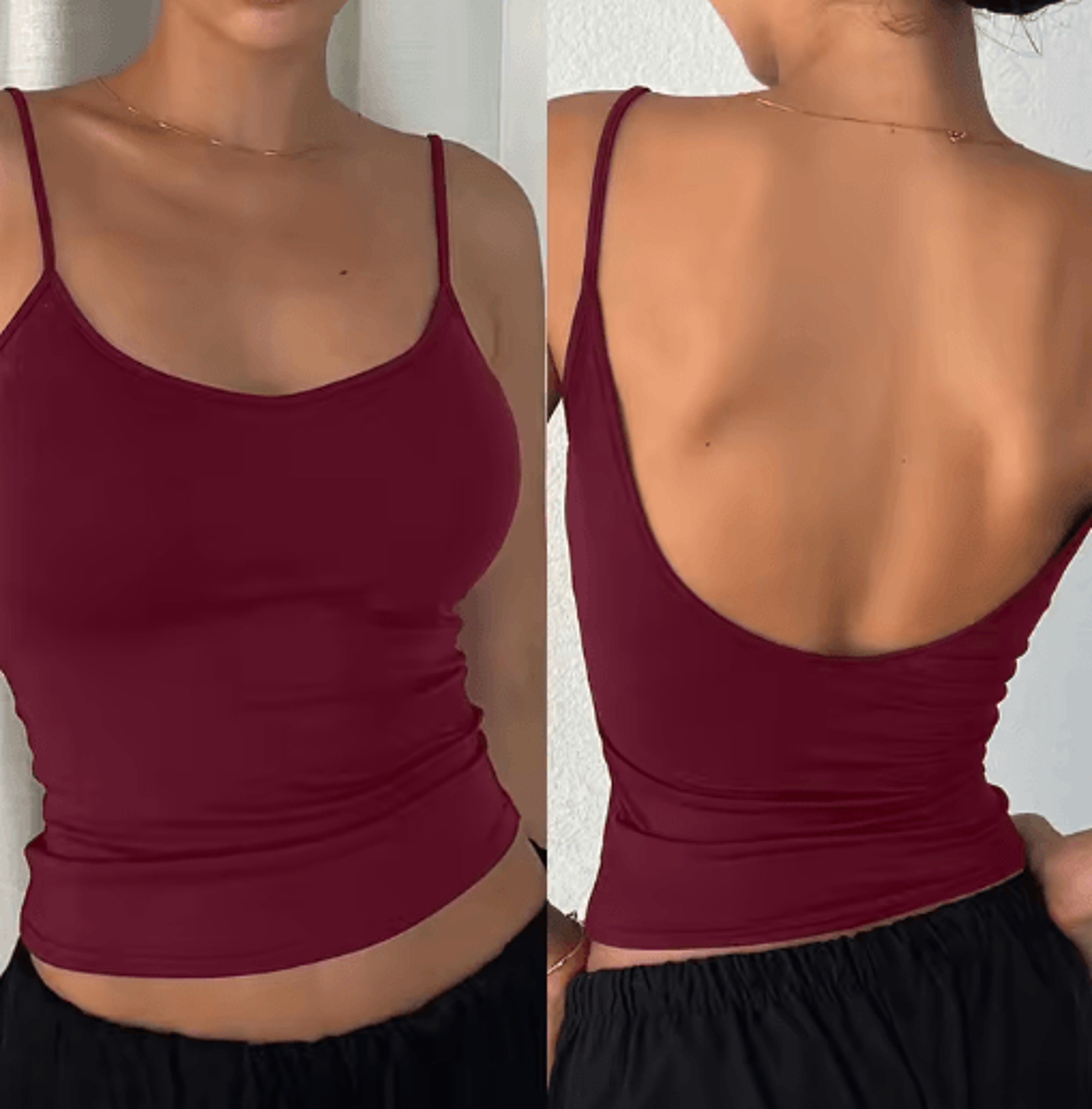 Backless Solid Color Cami Crop Top  Y2K Streetwear Summer Essential 1