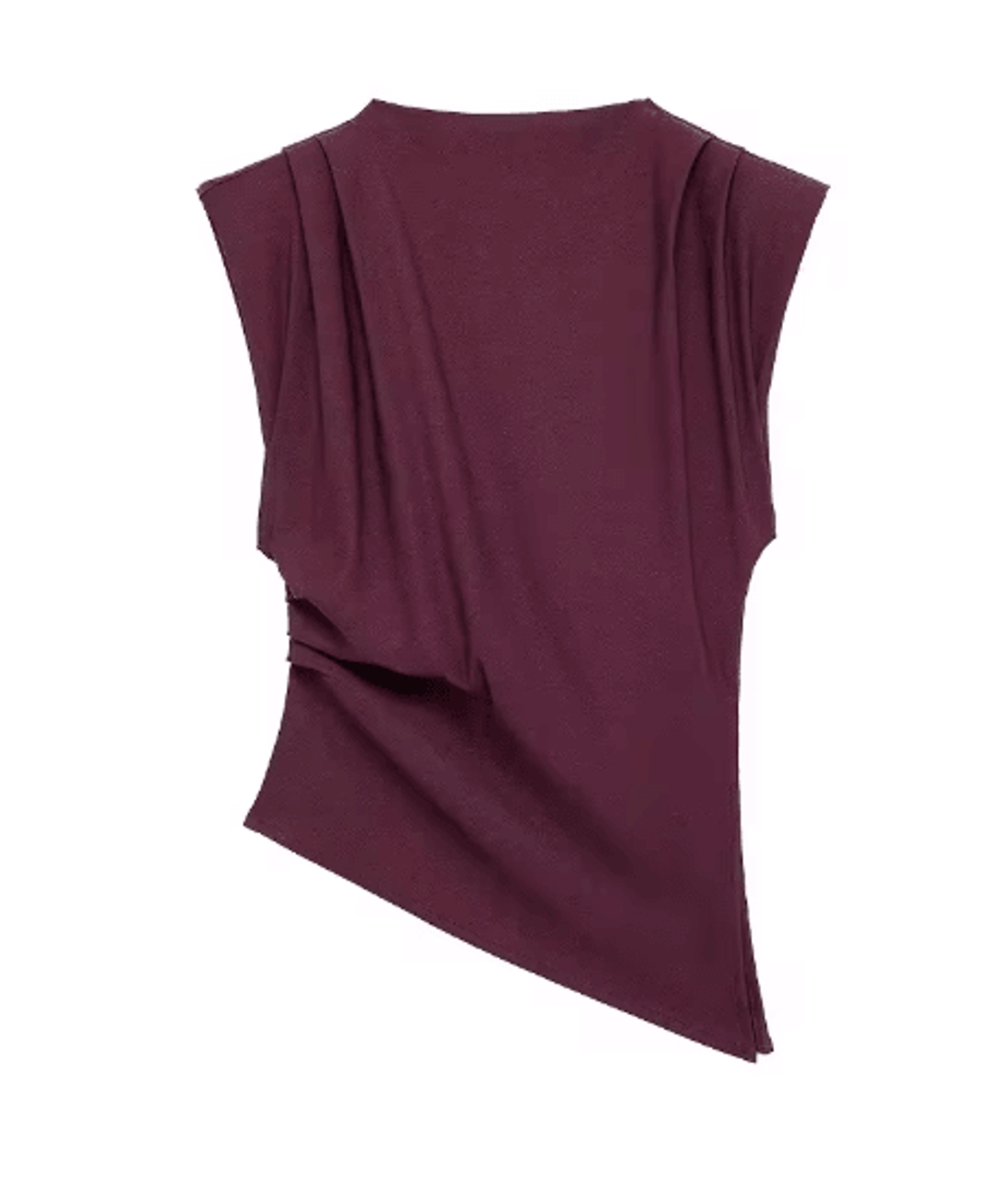 Asymmetric Ruched Sleeve Slim Fit Tank Top For Women Stretchy Breathable Office Party Blouse 1
