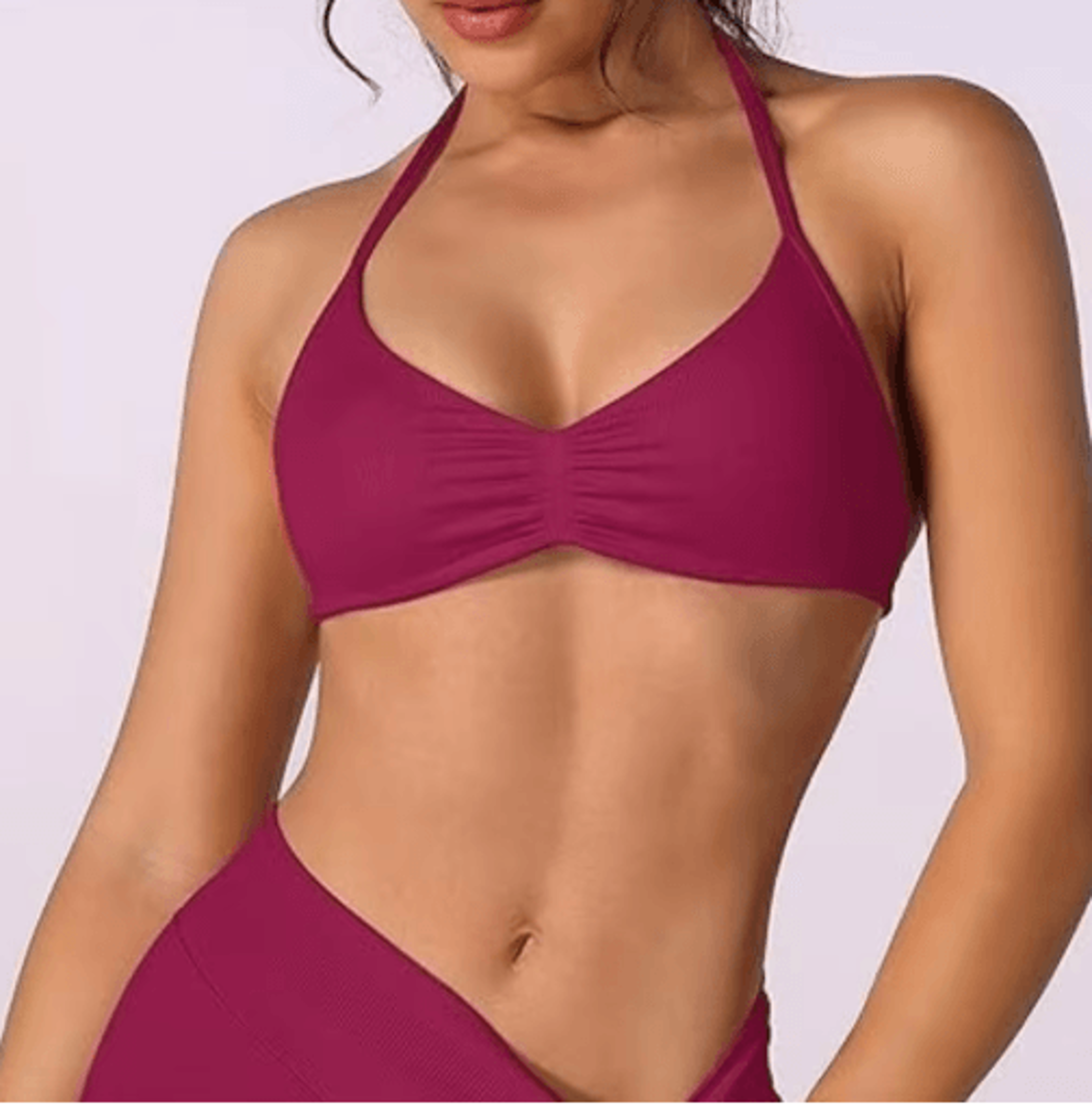 Strappy Halter High Support Sports Bra Seamless Scrunch Yoga Crop Top For Women 8