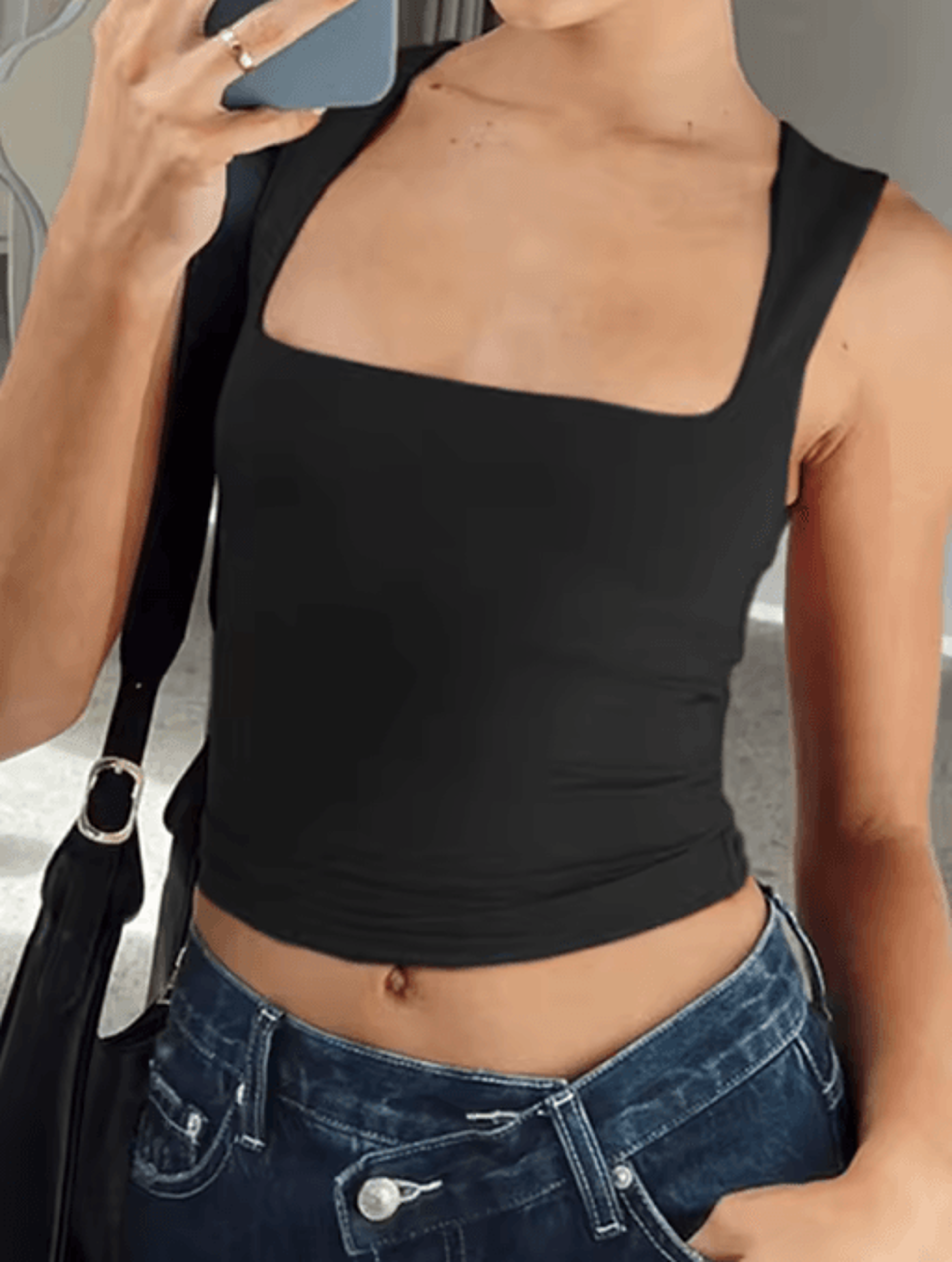 Sleeveless Collar Black Y2K Crop Top Sexy Slim Fit Summer Tank For Women 3