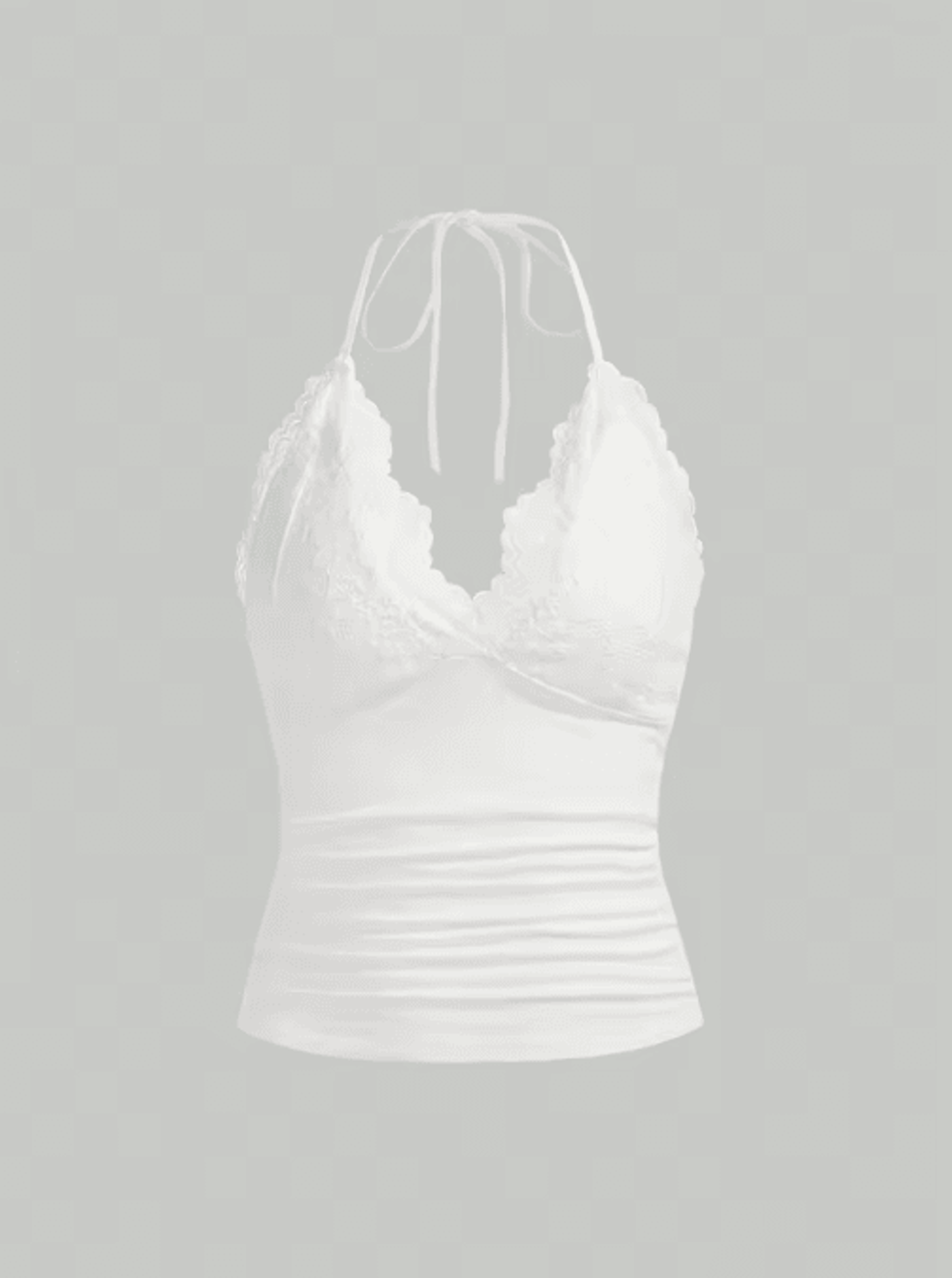 Lace VNeck Backless Ruched Halter Crop Top Grunge Goth Y2K Streetwear For Women 2