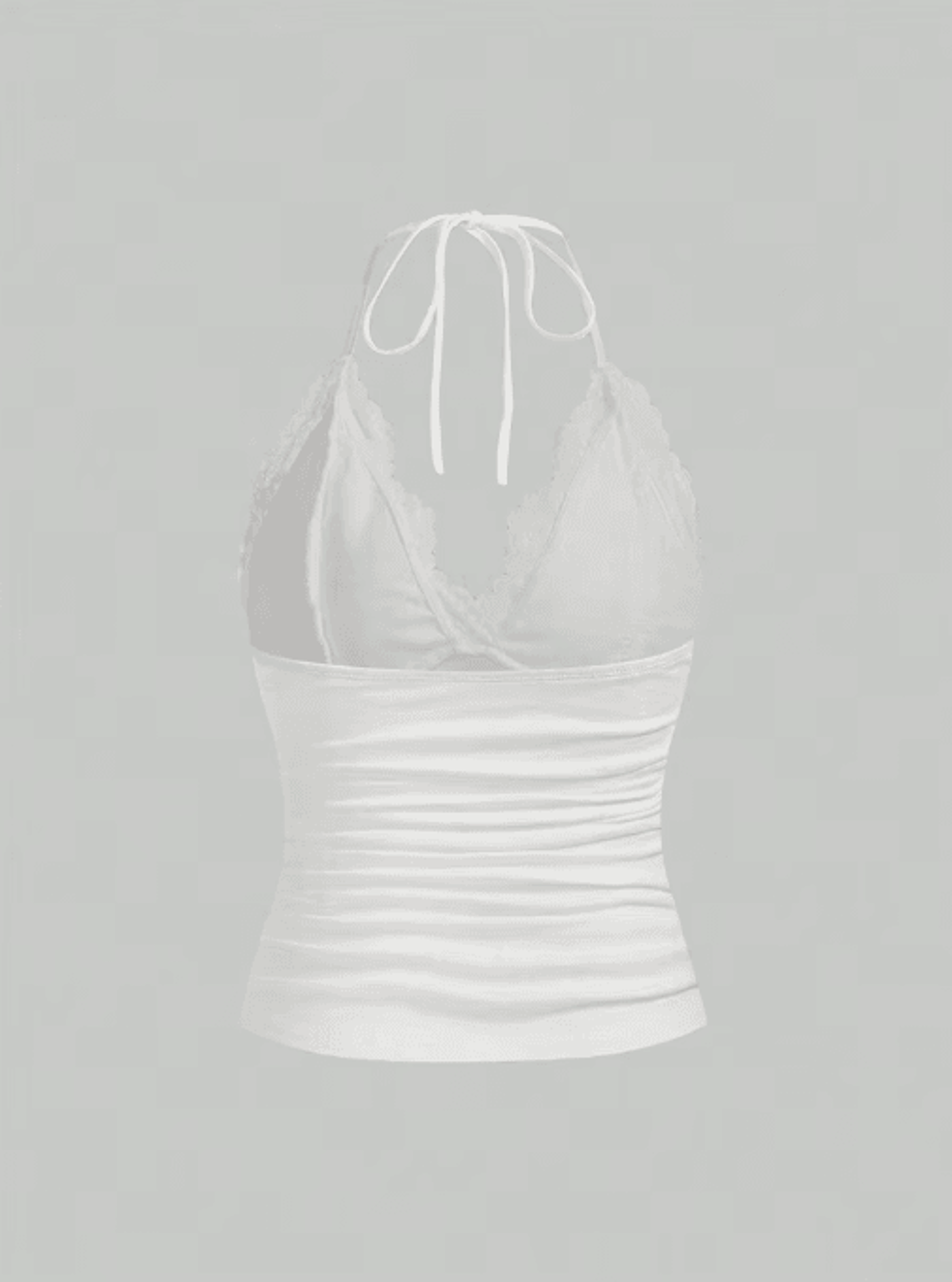 Lace VNeck Backless Ruched Halter Crop Top Grunge Goth Y2K Streetwear For Women 3