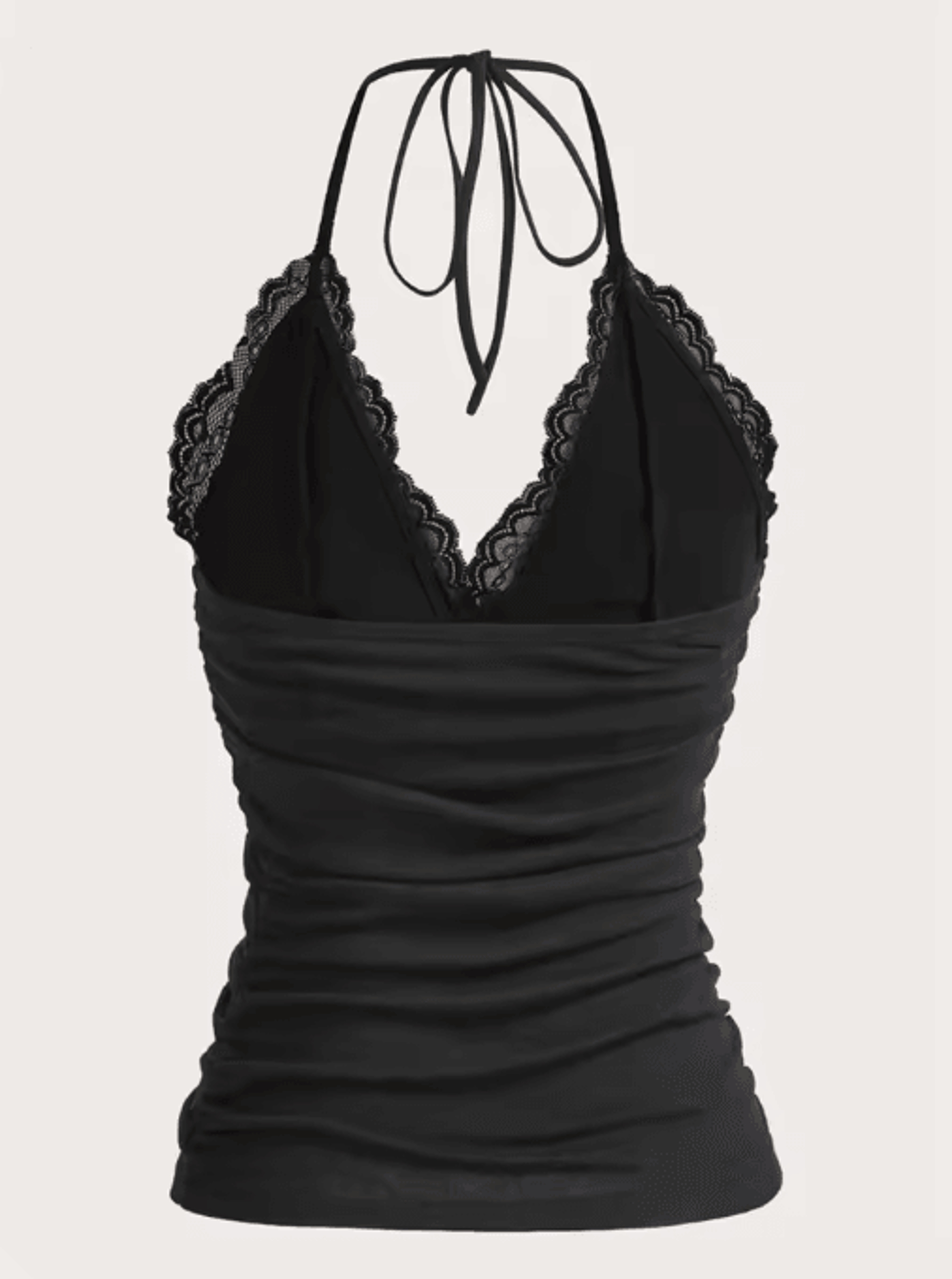 Lace VNeck Backless Ruched Halter Crop Top Grunge Goth Y2K Streetwear For Women 6
