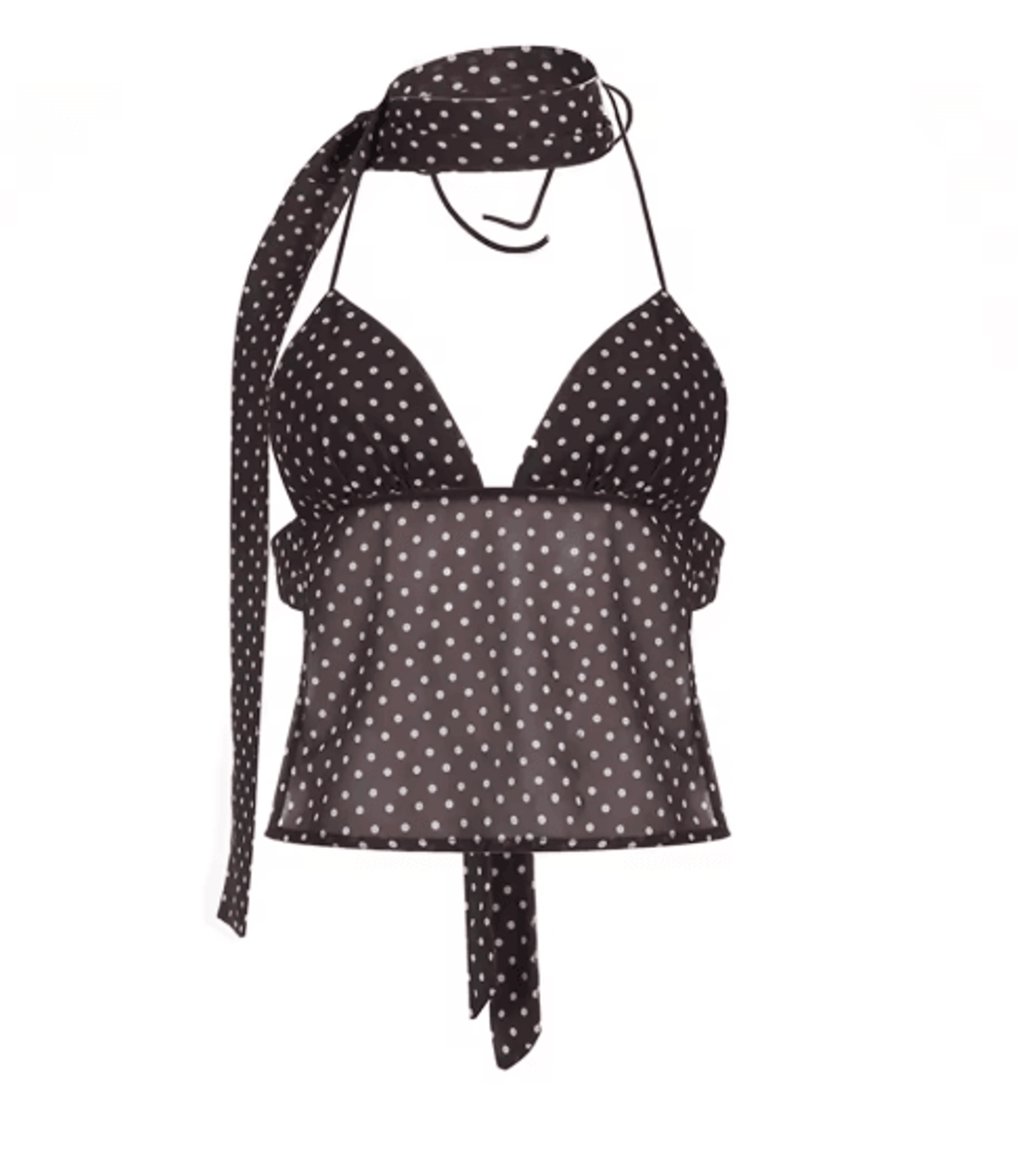 Gaono Polka Dot Halter Crop Cami Backless V Neck Y2K Coquette Tank Top 9