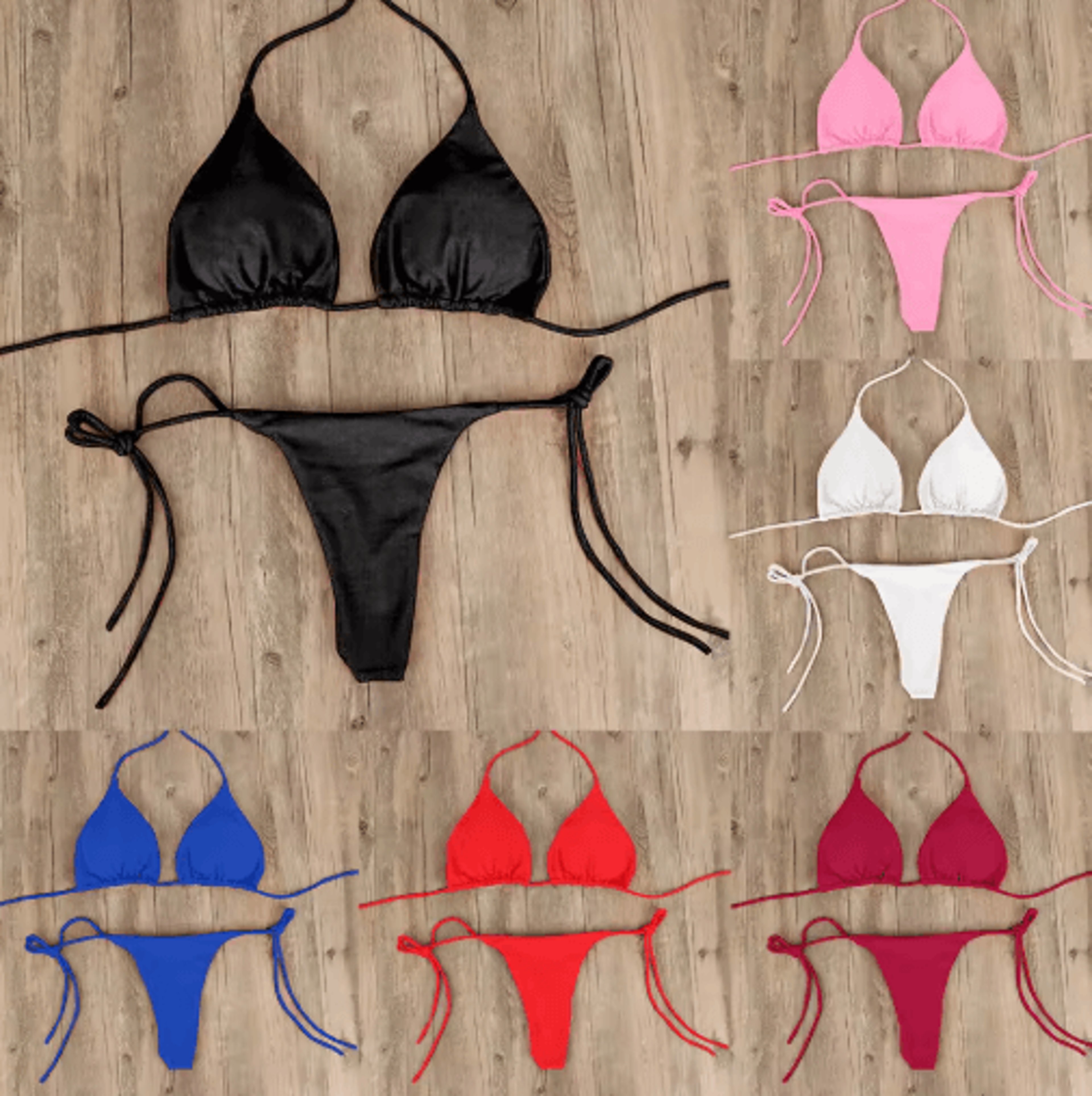 summer push up bikini set padded thong two piece swimsuit