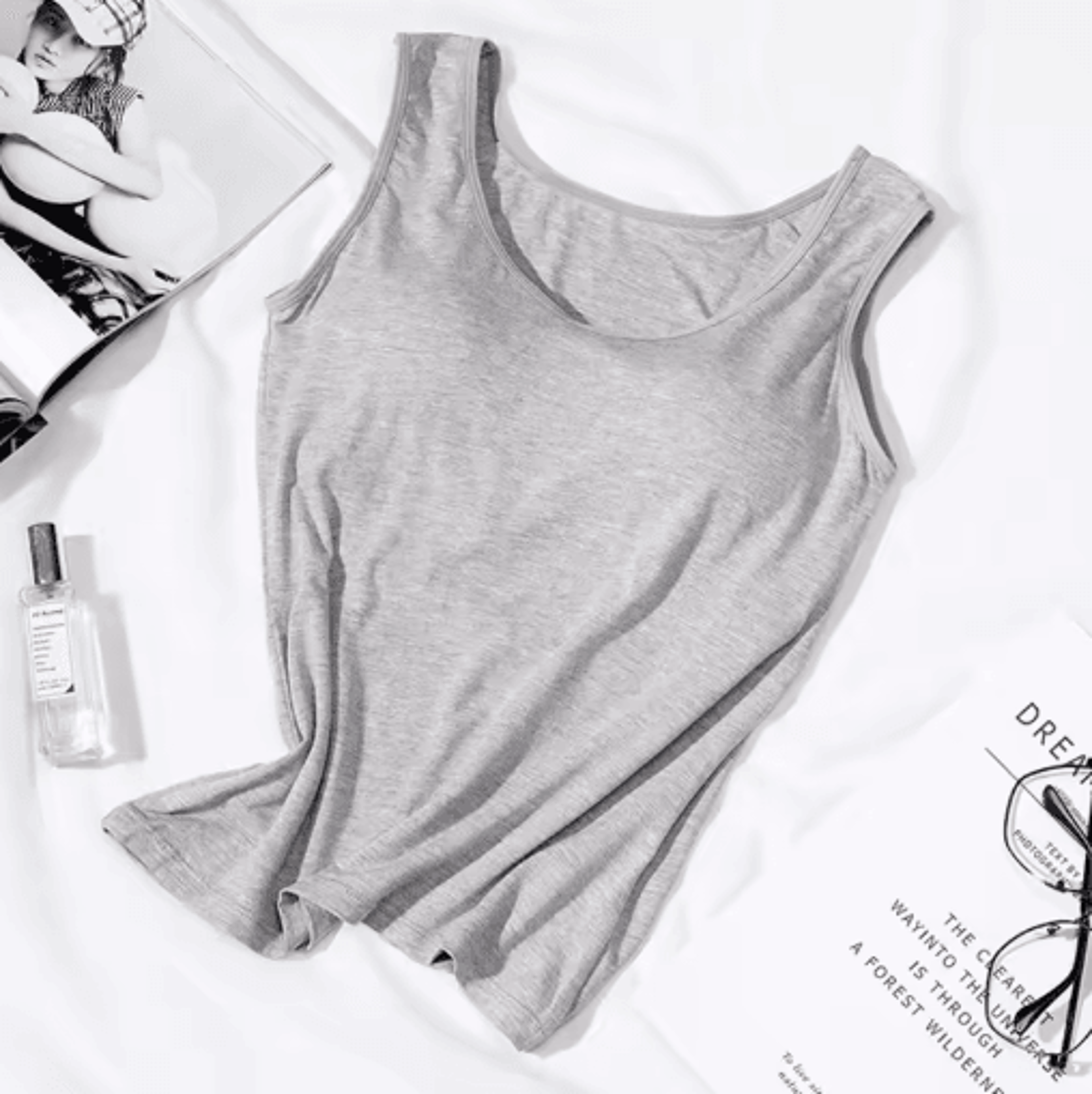 Womens Tank Top With Built In Bra Padded Slim Fit Summer Vest 6