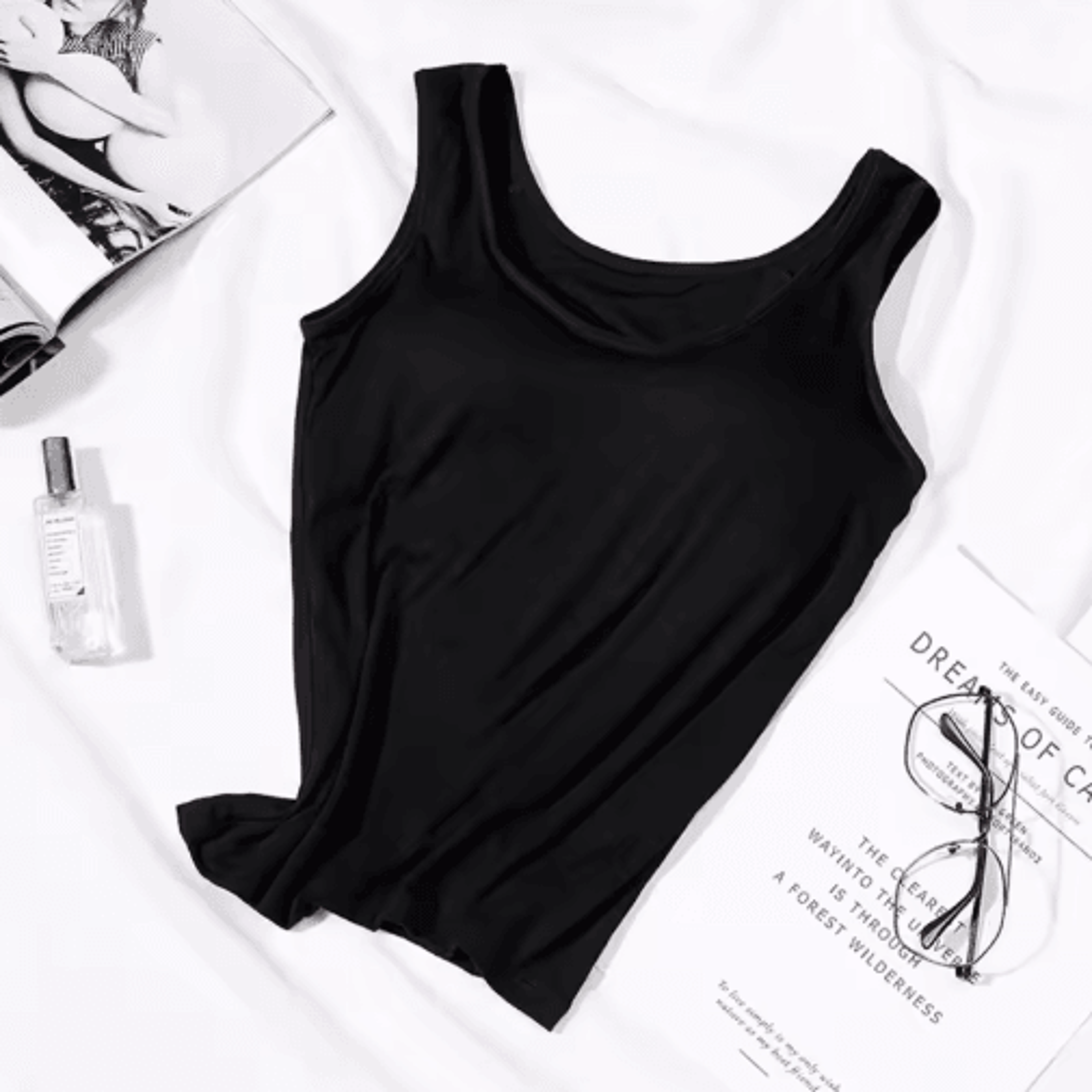 Womens Tank Top With Built In Bra Padded Slim Fit Summer Vest 8