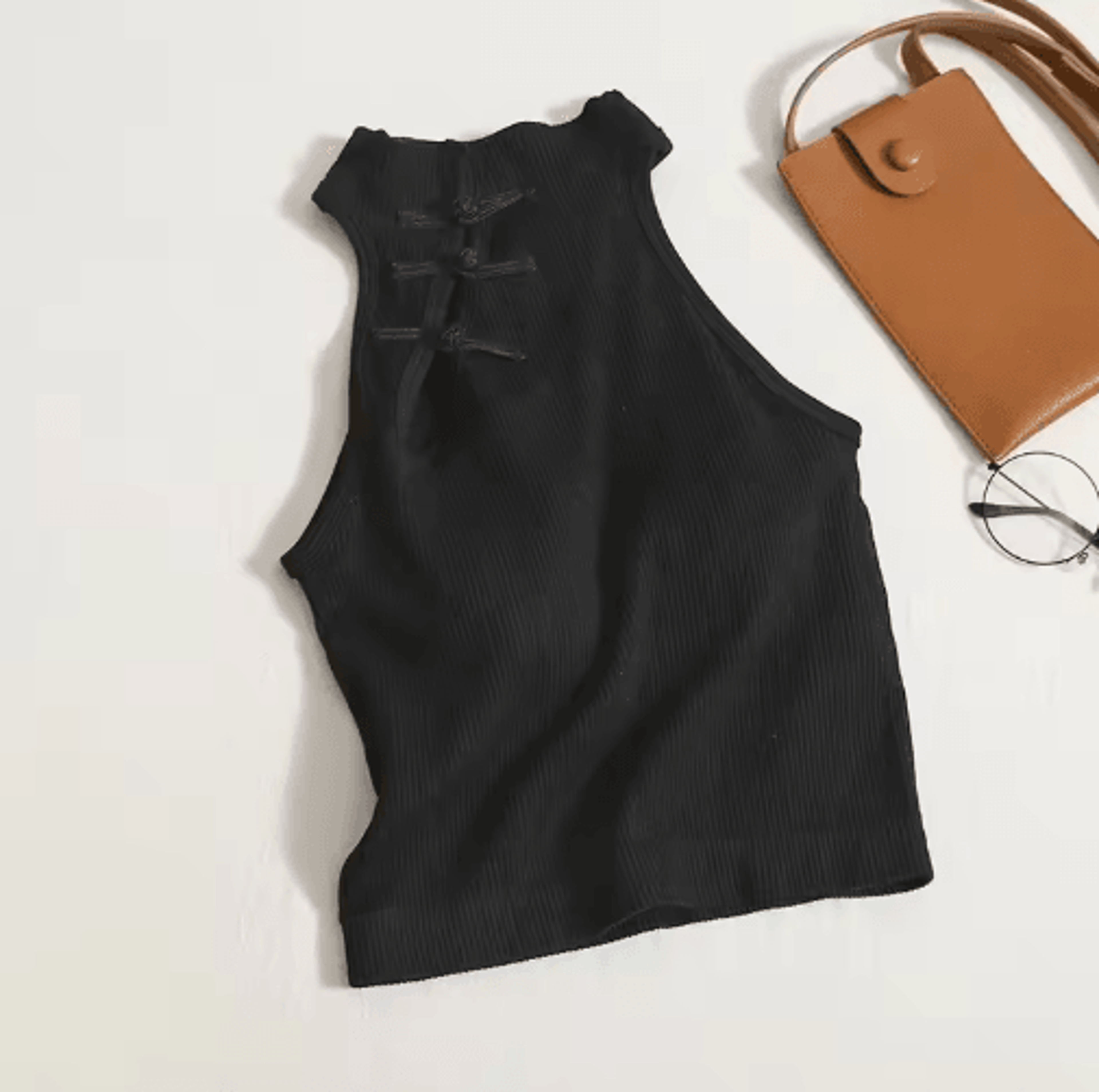 Vintage Corset Crop Top Sleeveless Button Camisole With BuiltIn Bra 7