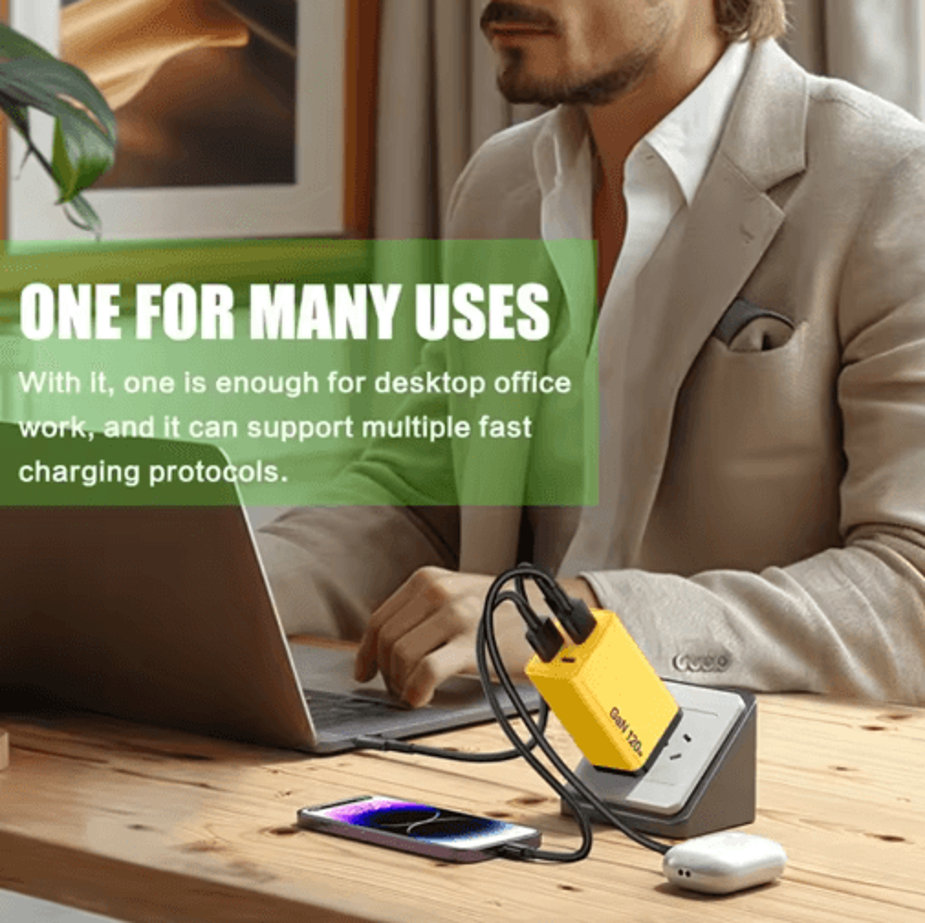 120W 4 Port USBC Fast Wall Charger With Data Cable 14