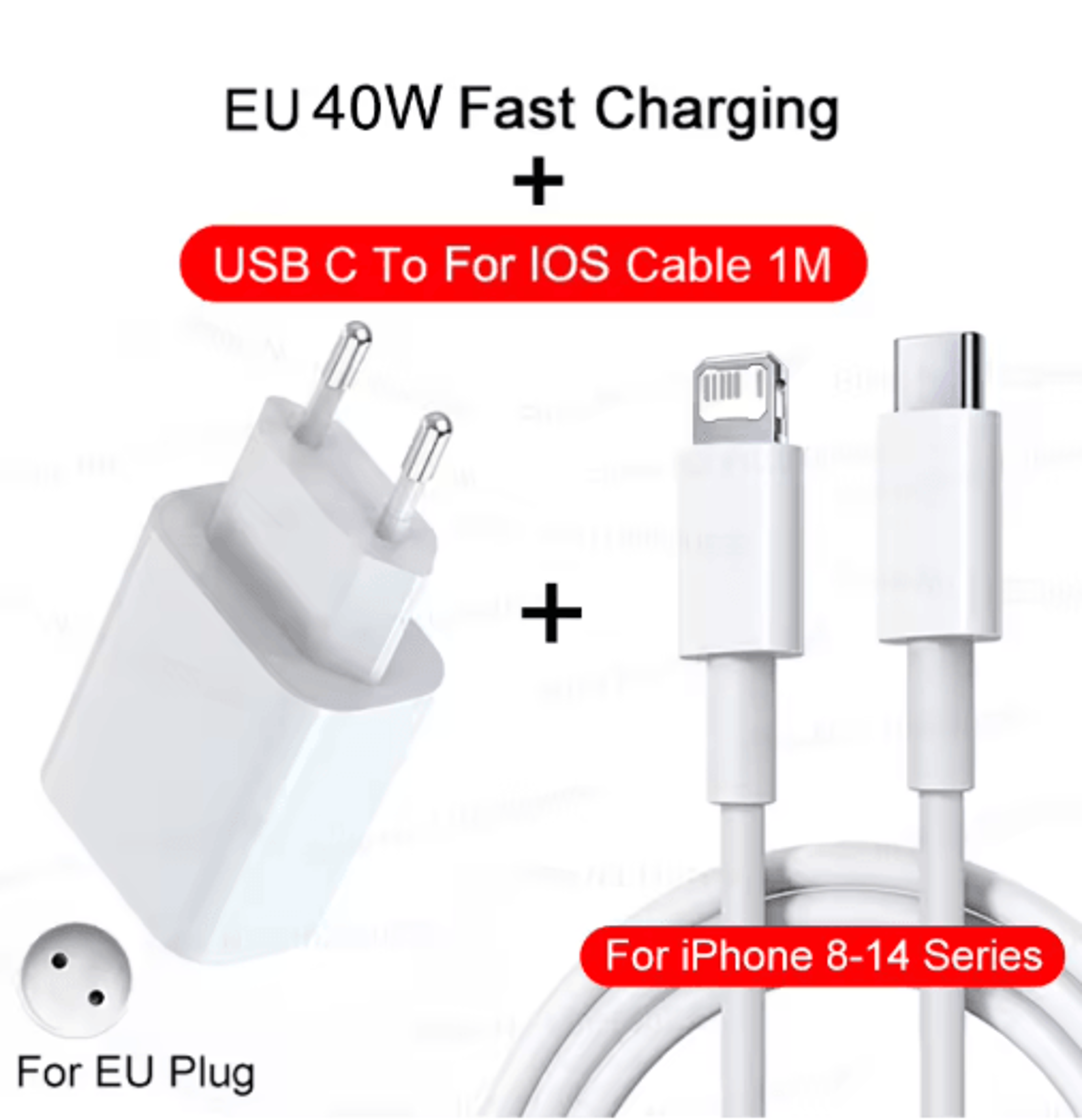 40W PD USB C Fast Charger With Type C Cable For IPhone And IPad 11
