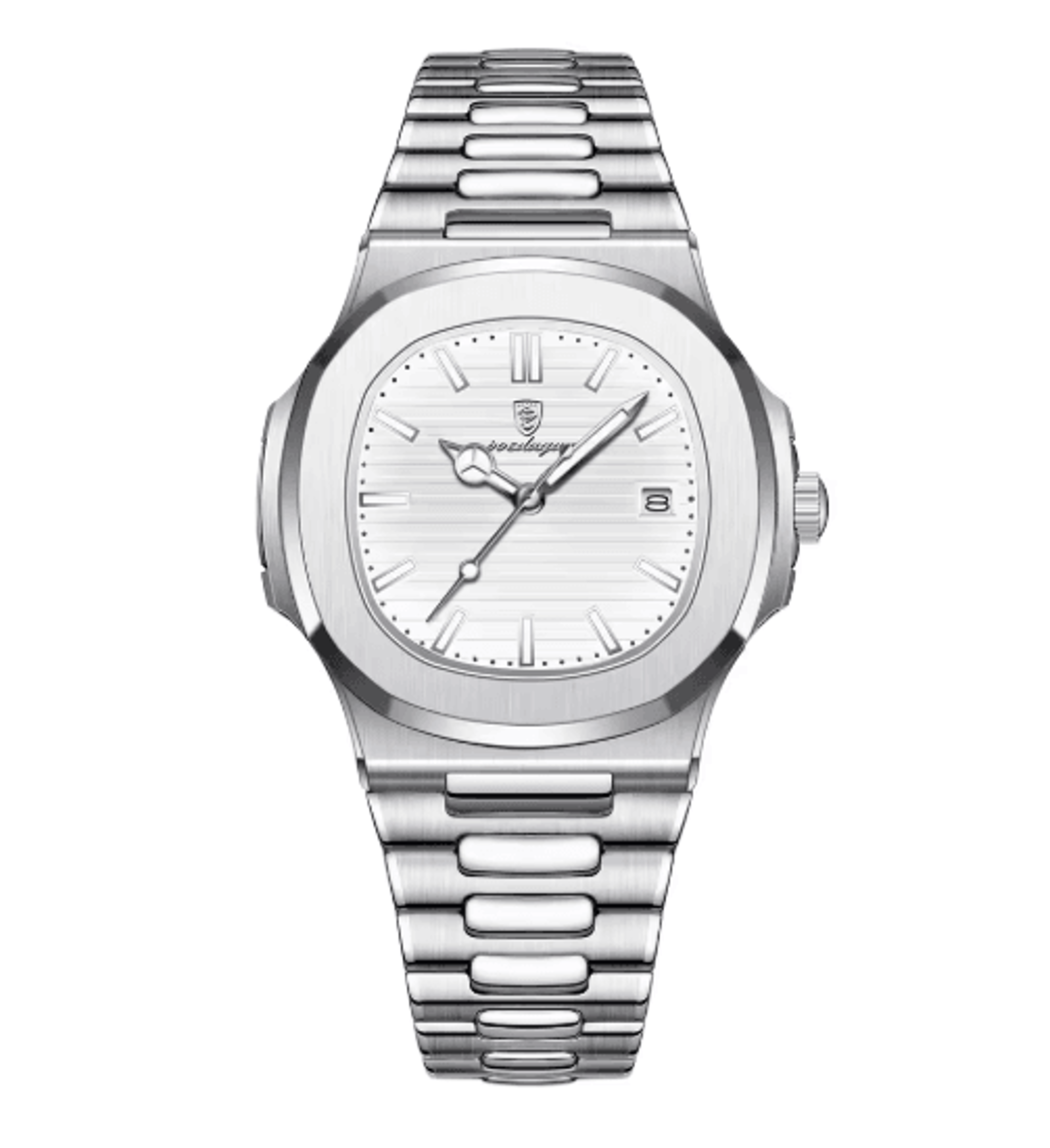 POEDAGAR Luxury Square Stainless Steel Quartz Watch For Men 3