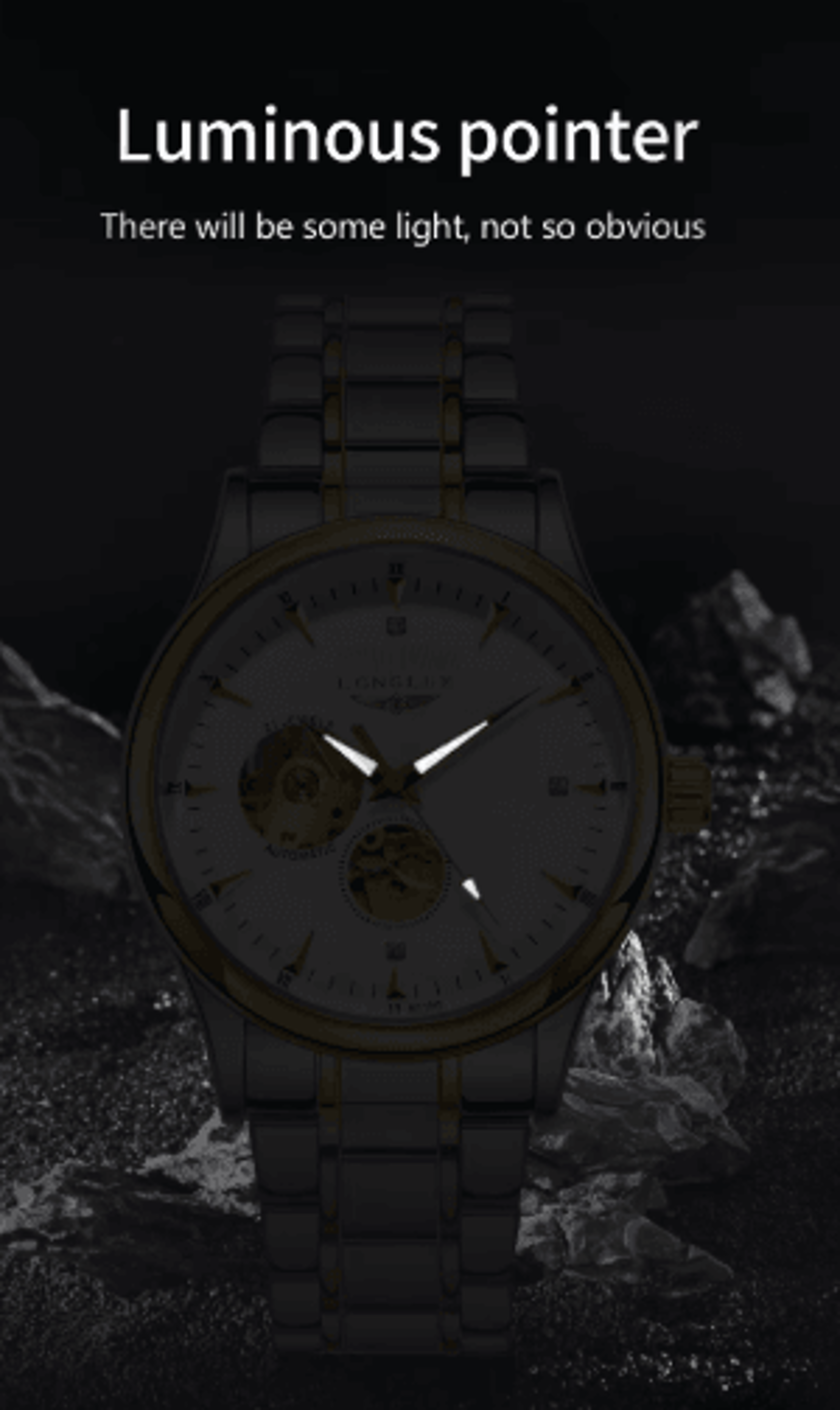 LONGLUX Automatic Skeleton Stainless Steel Luxury Watch For Men 6