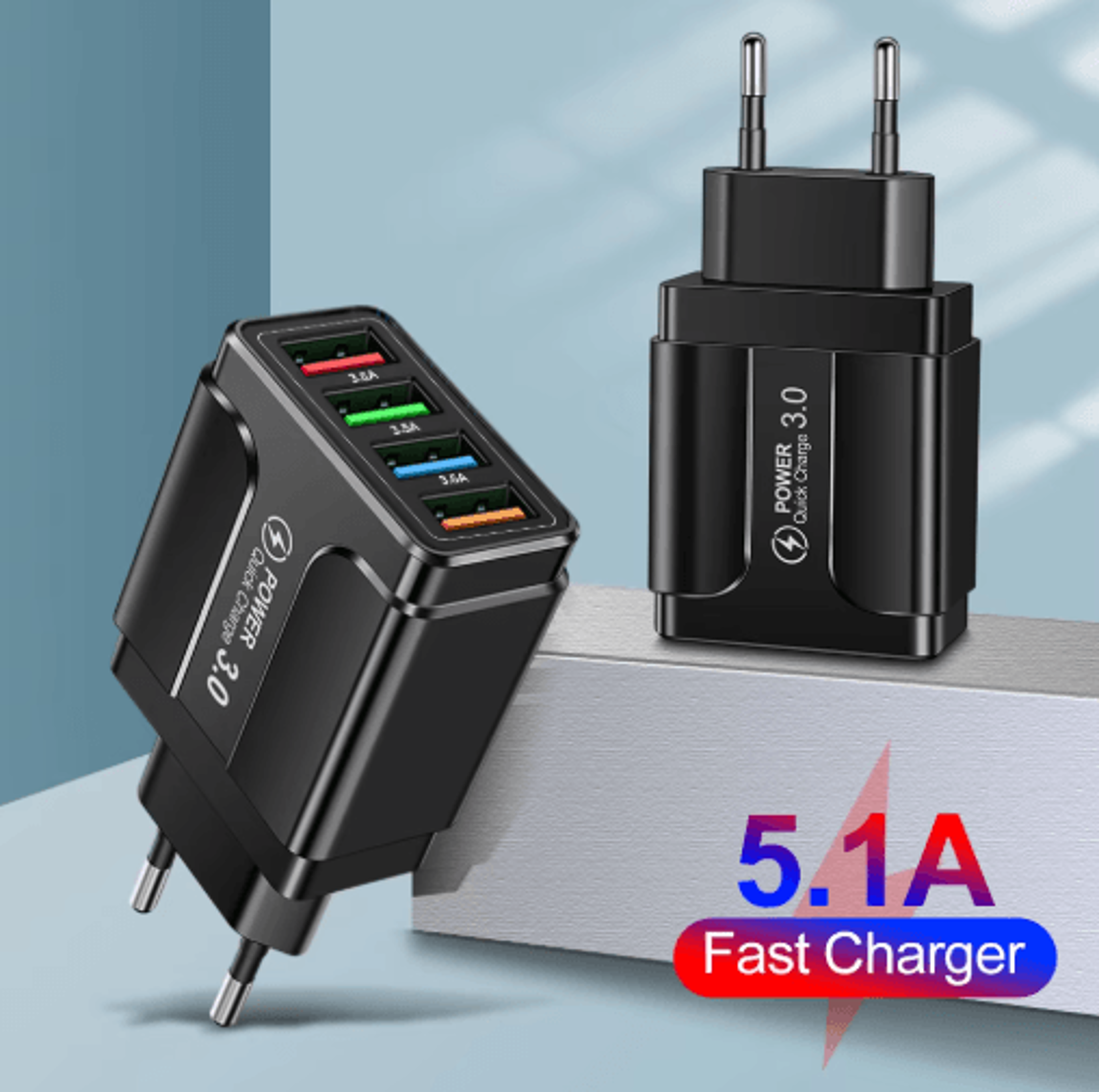 4 Port Quick Charge 30 USB Wall Charger With EU US Plug 6