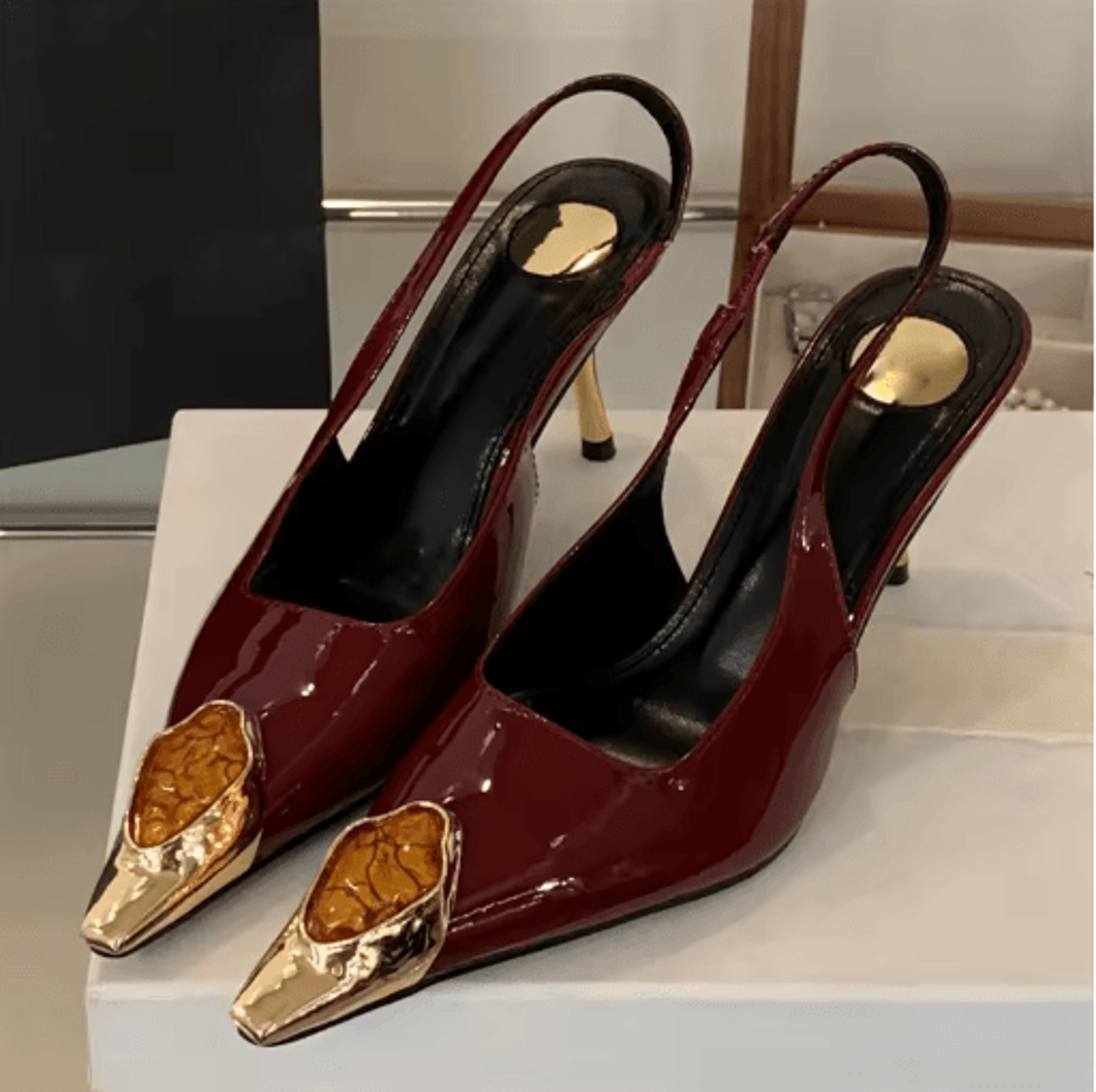 Eilyken Rhinestone Pointed Toe Slingback Pumps Elegant Thin Heel Banquet And Prom Heels 3