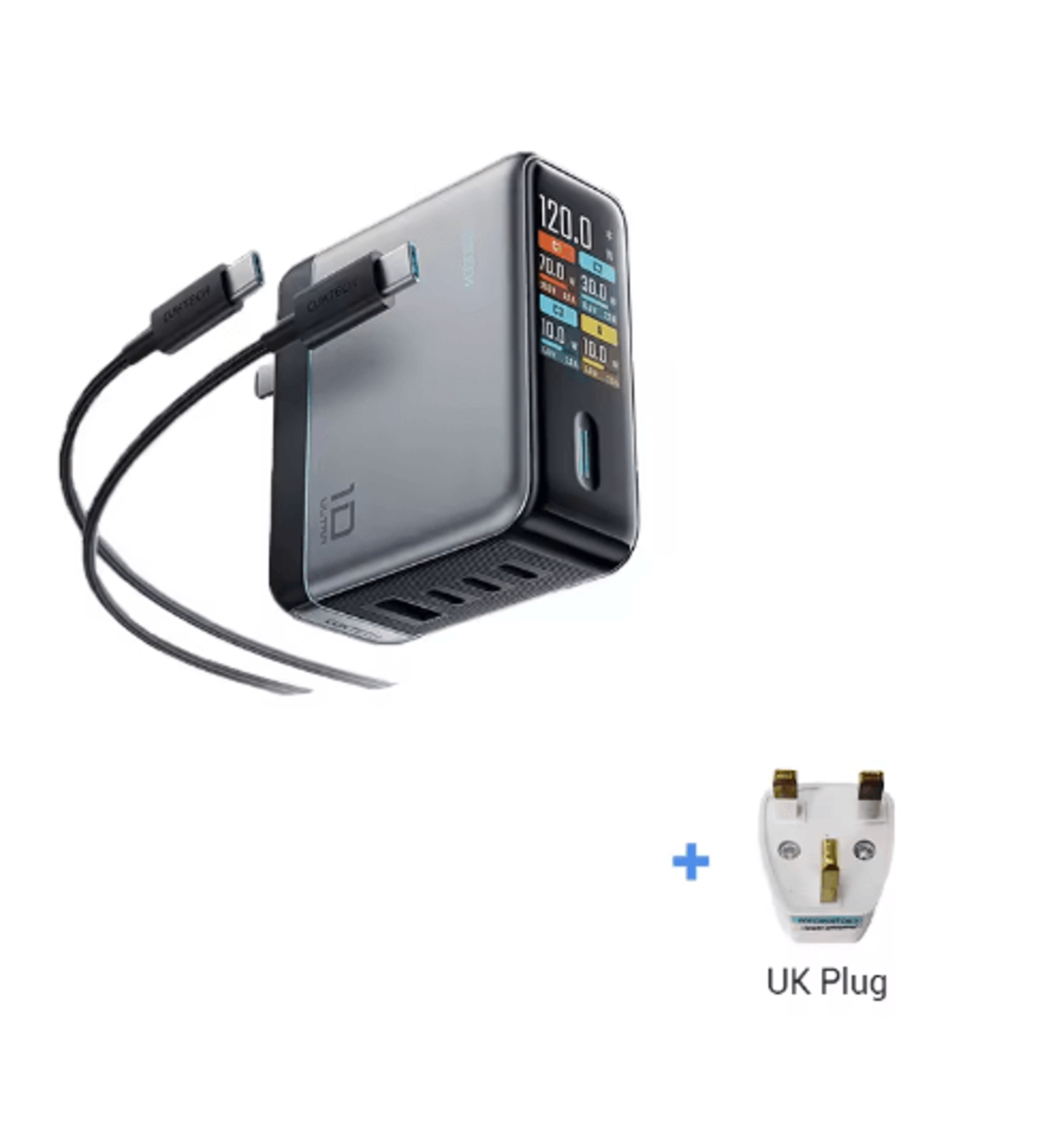 CUKTECH 10 Ultra 120W MultiPort Fast Charging USBC Wall Charger With Smart Display 1