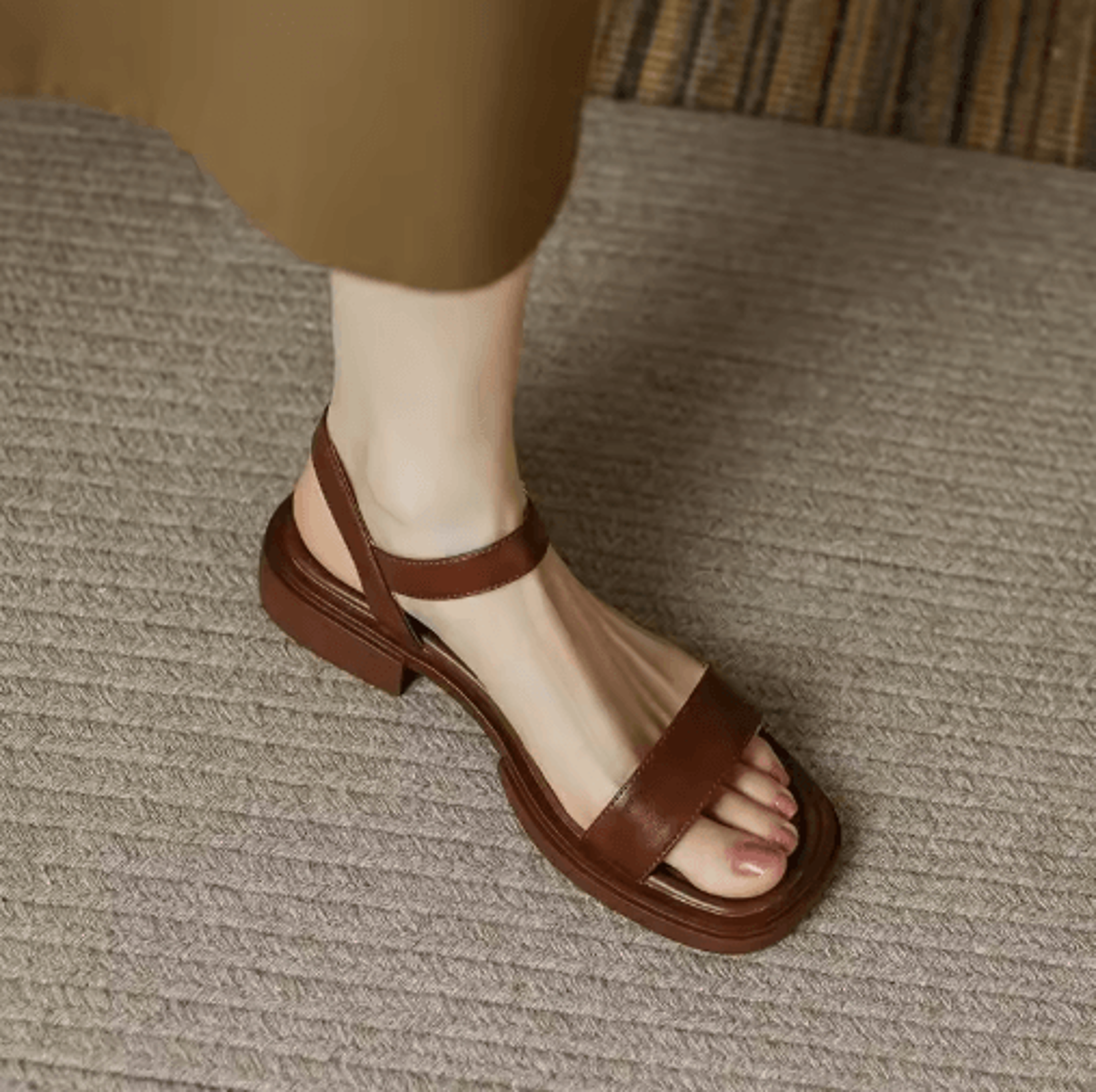2025 Genuine Leather Low Heel Office Sandals Plus Size 35 To 42 6