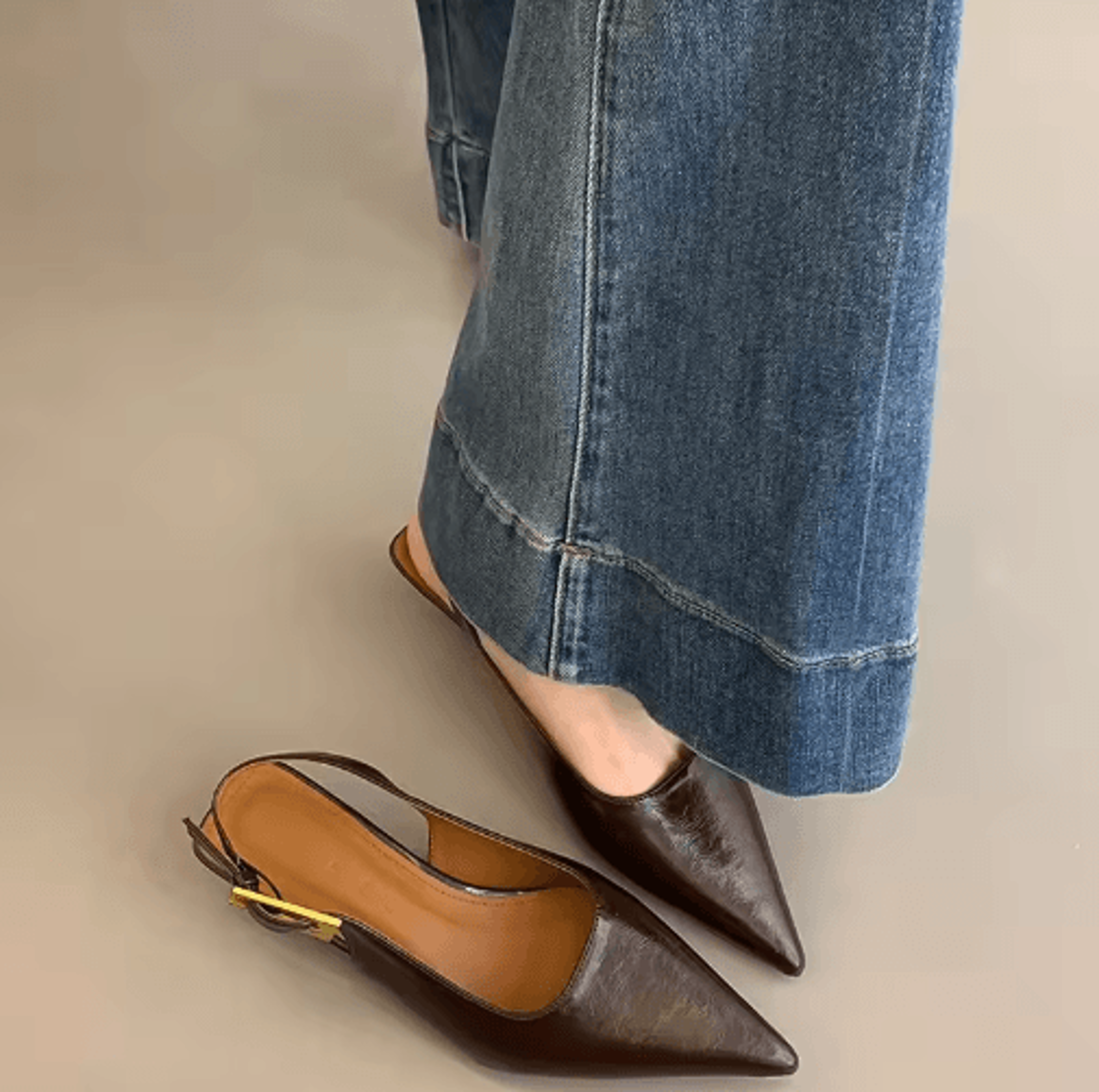 Summer Pointed Toe Slingback Mules  Elegant Low Heel Party Sandals 6