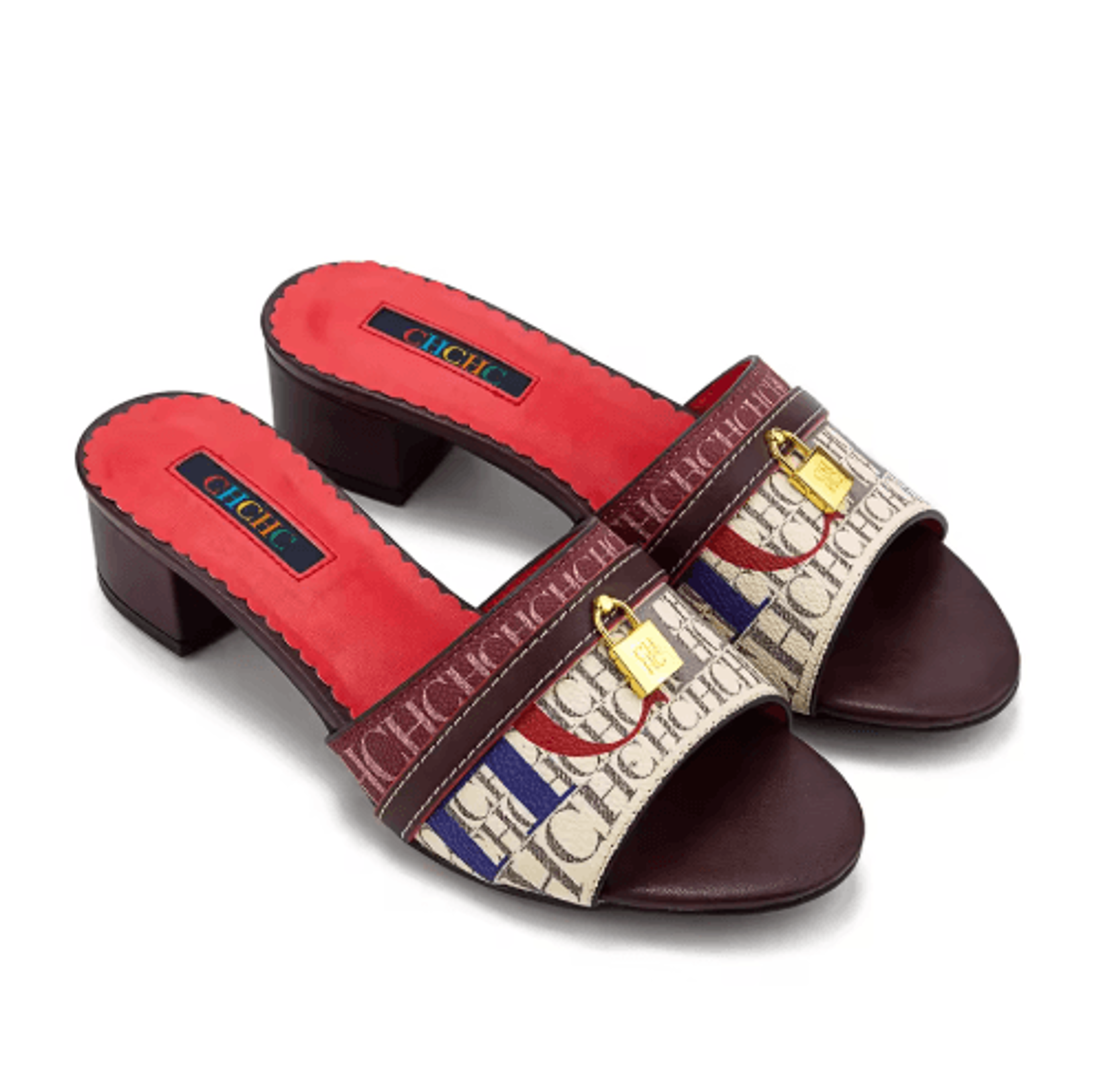 CH Monogram Metal Lock Low Heel Slippers  Elegant Designer Style Mules 4