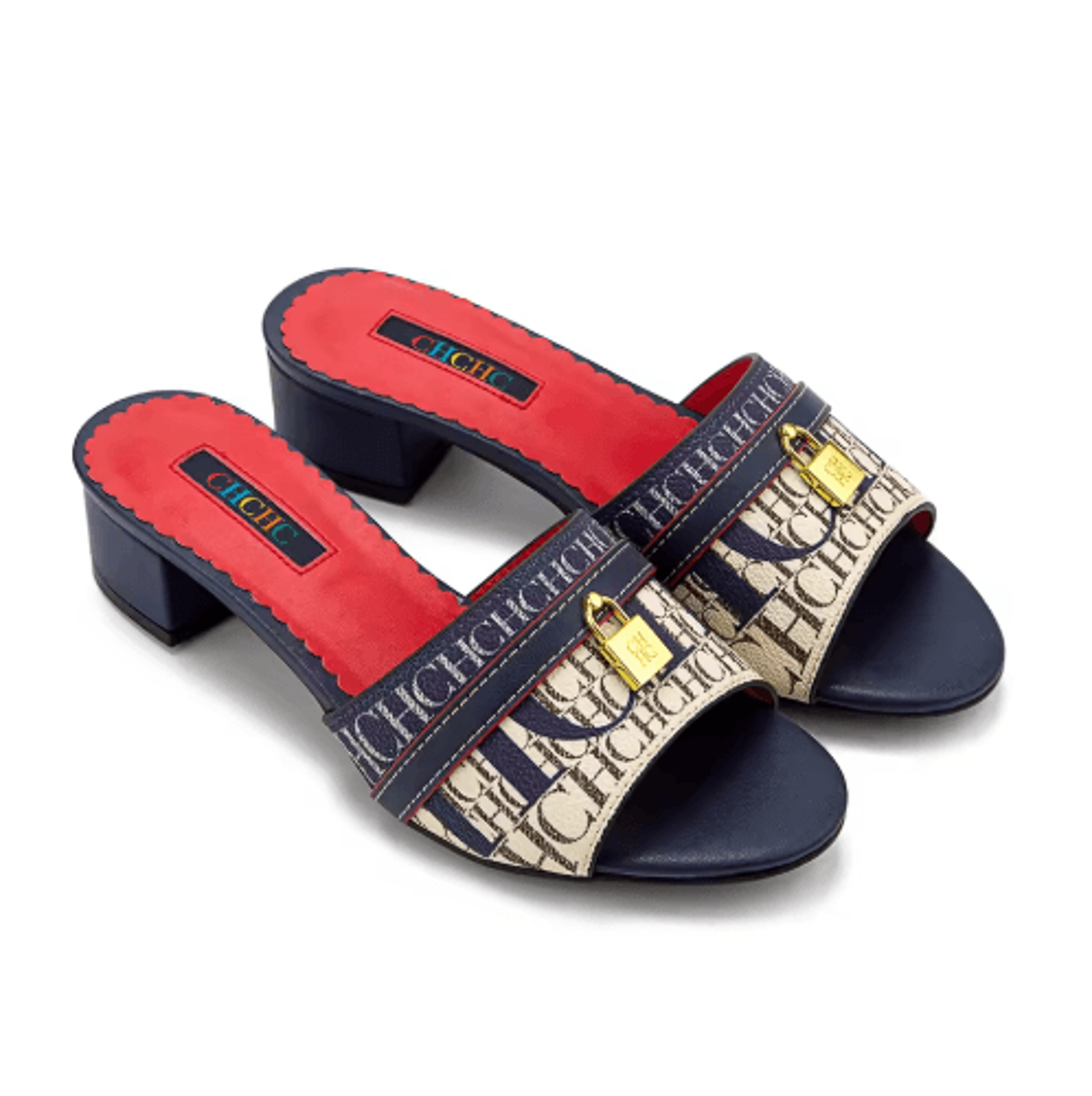 CH Monogram Metal Lock Low Heel Slippers  Elegant Designer Style Mules 6