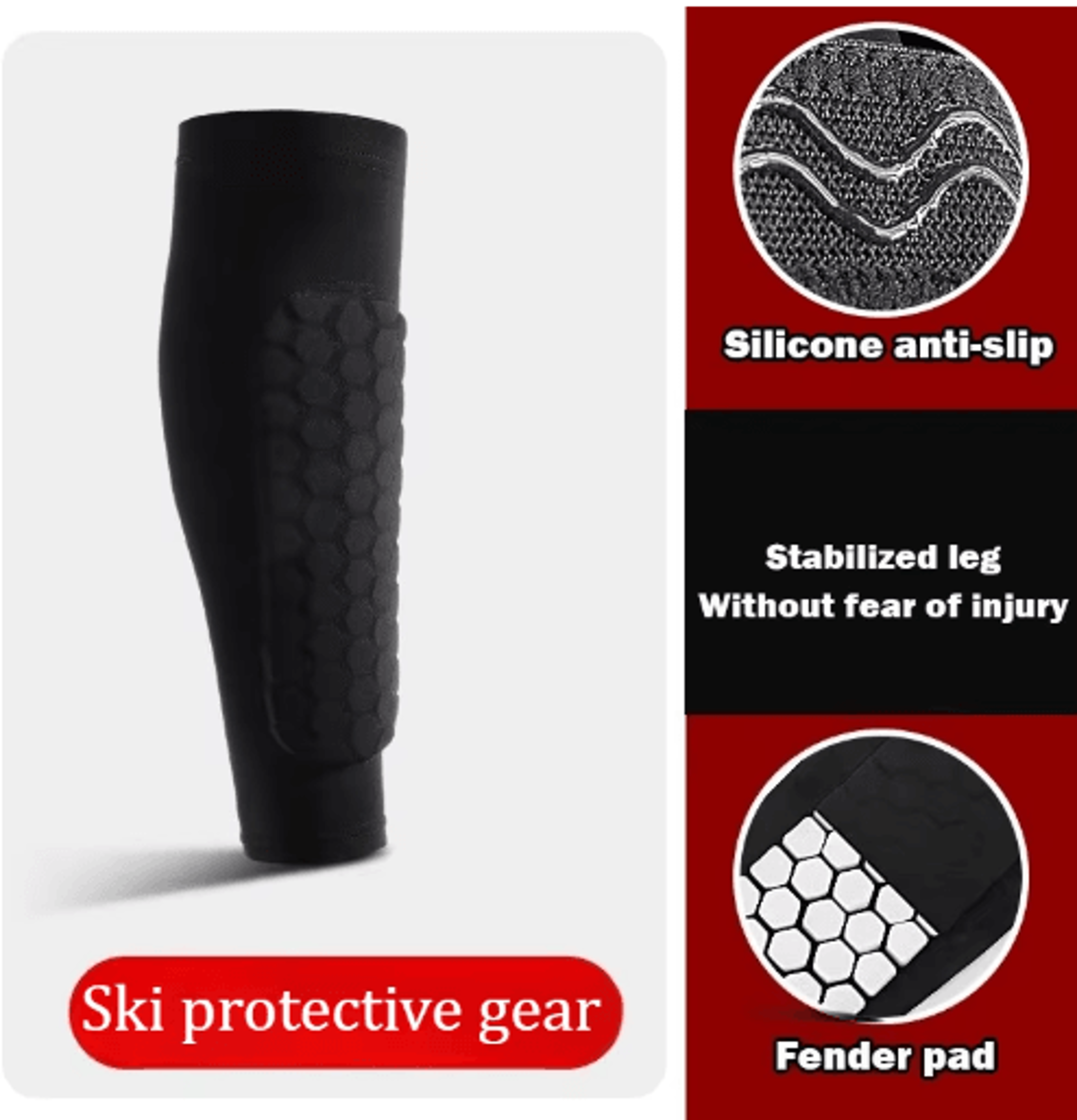 EVA Padded Ski Shin Guard Sleeves Impact Absorbing Calf  Boot Bite Protector Pair 5