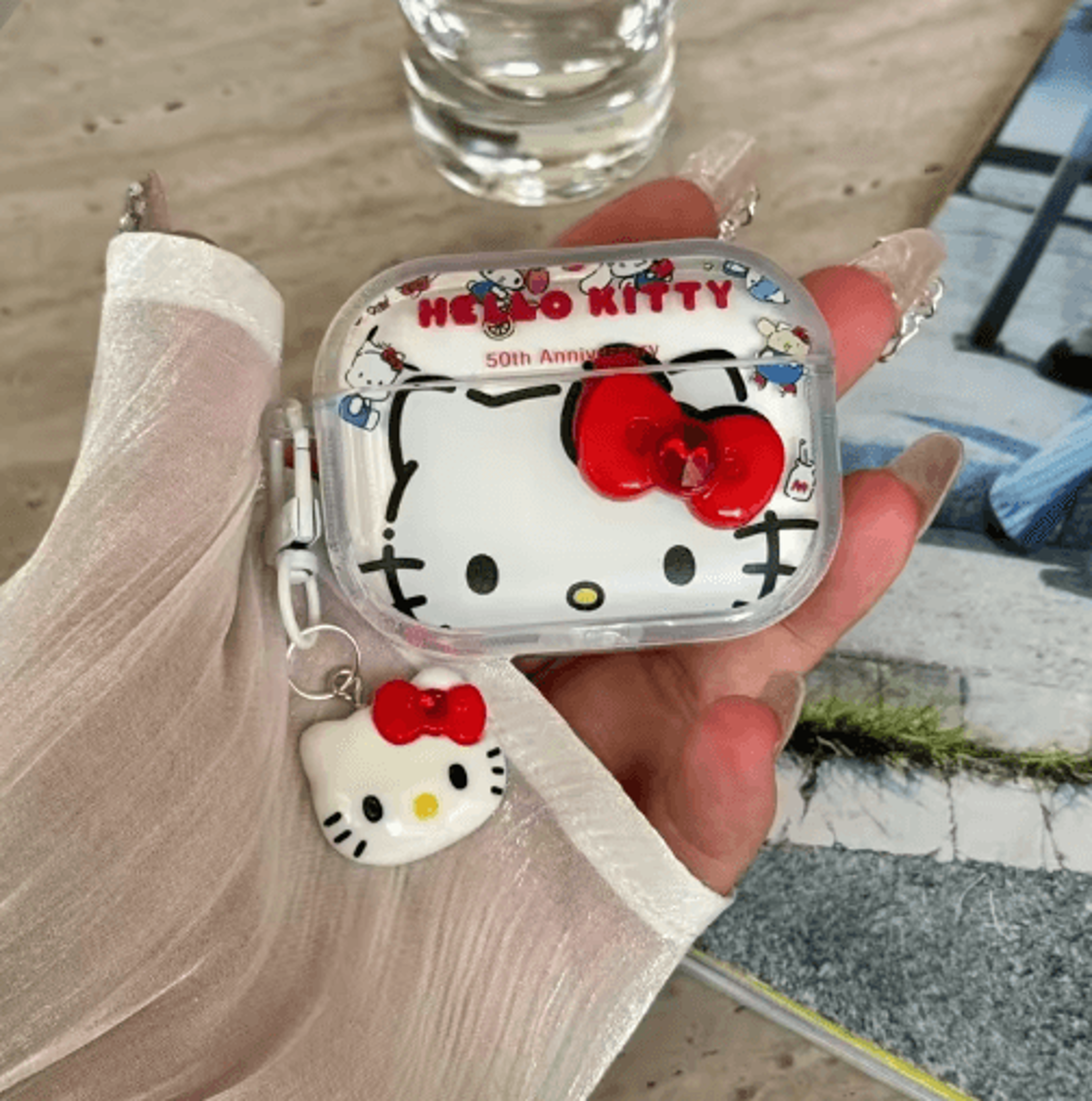 3D Sanrio Hello Kitty AirPods Case  Cute Hard Protective Cover With Bowknot Design 1