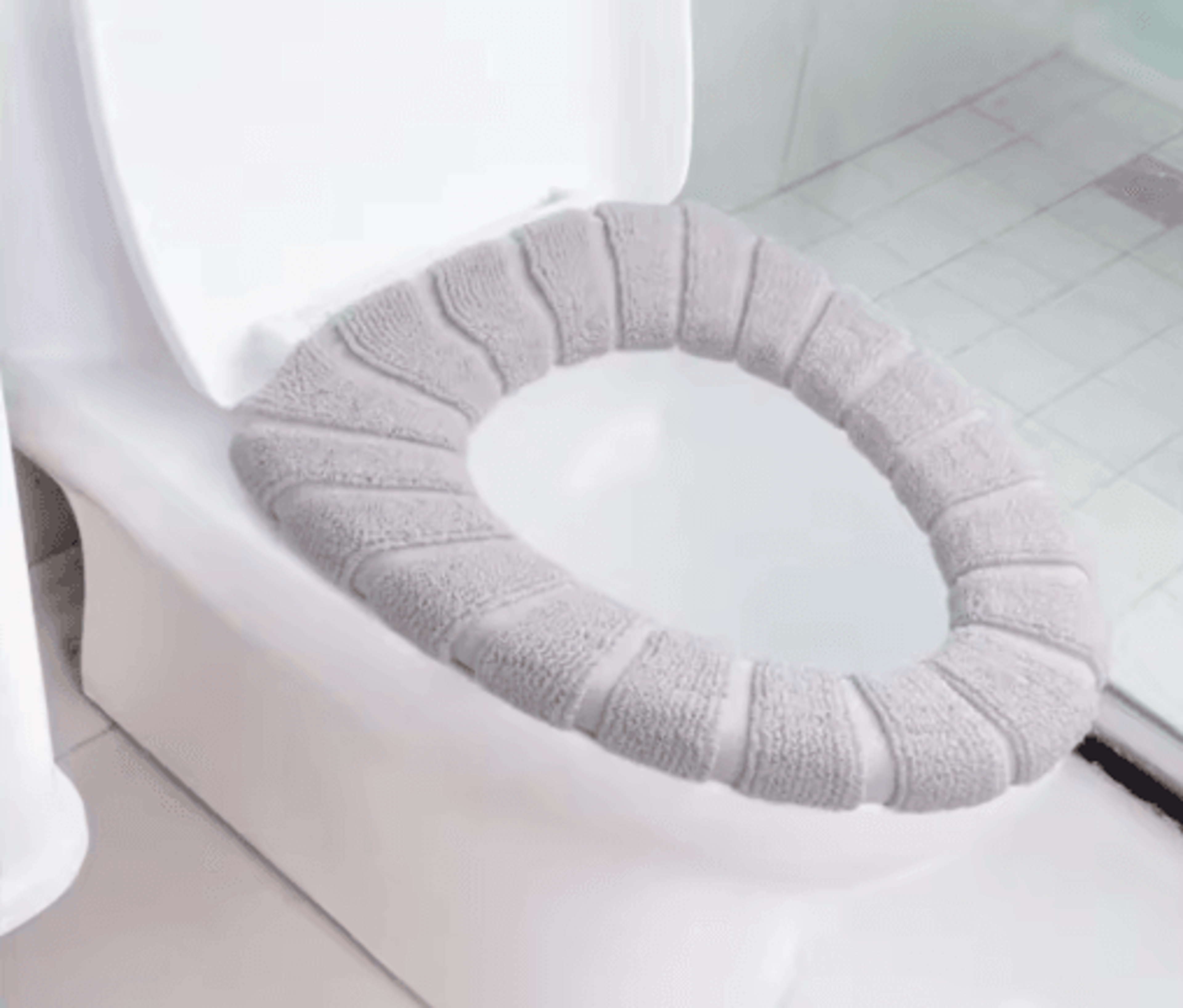Plush Toilet Seat Cover  Warm Soft Acrylic Toilet Mat Washable Bathroom Lid Cover 4