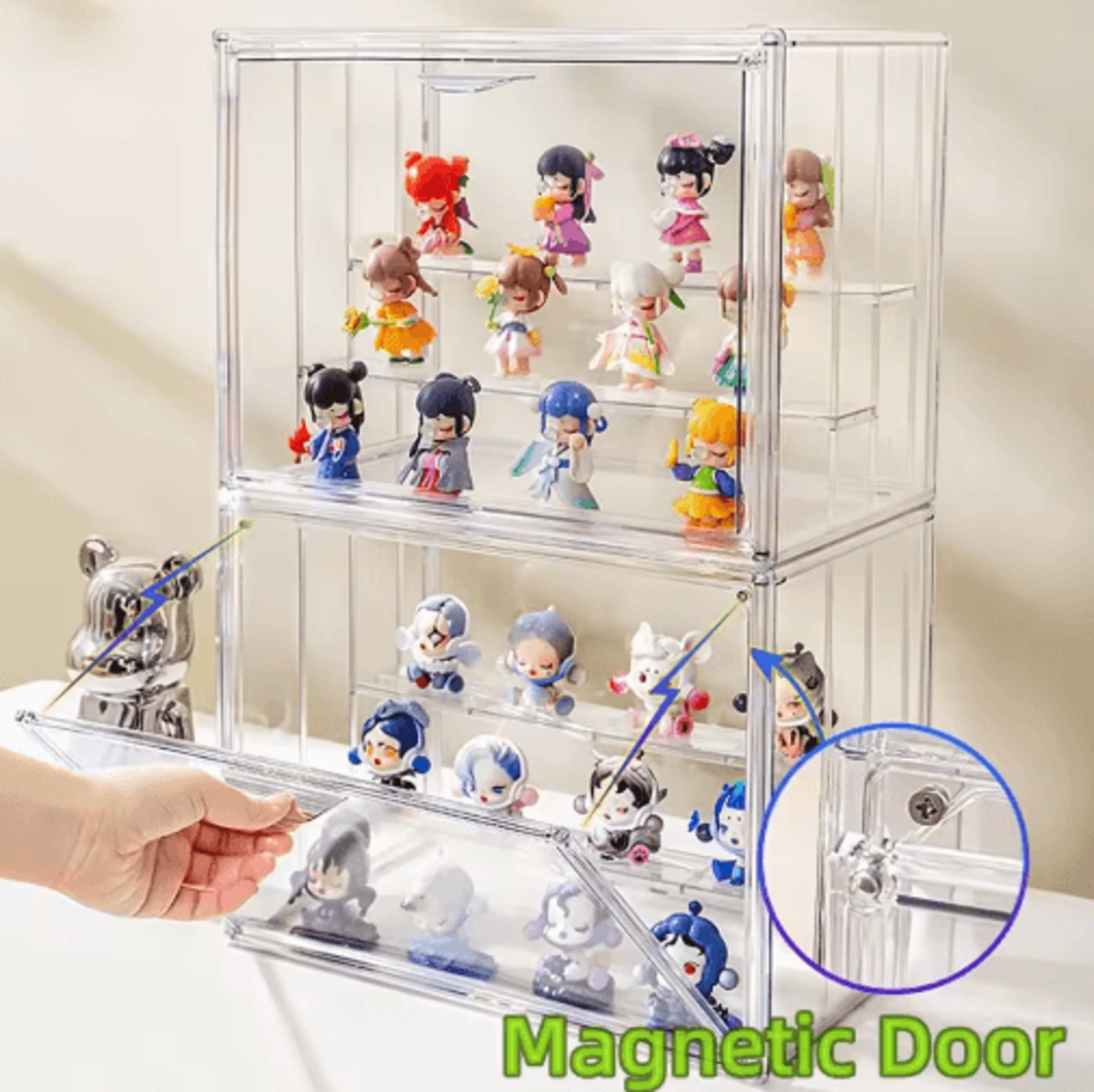 Stackable Clear Display Box For Collectibles  Dustproof Plastic Storage Case With Interlayers 6
