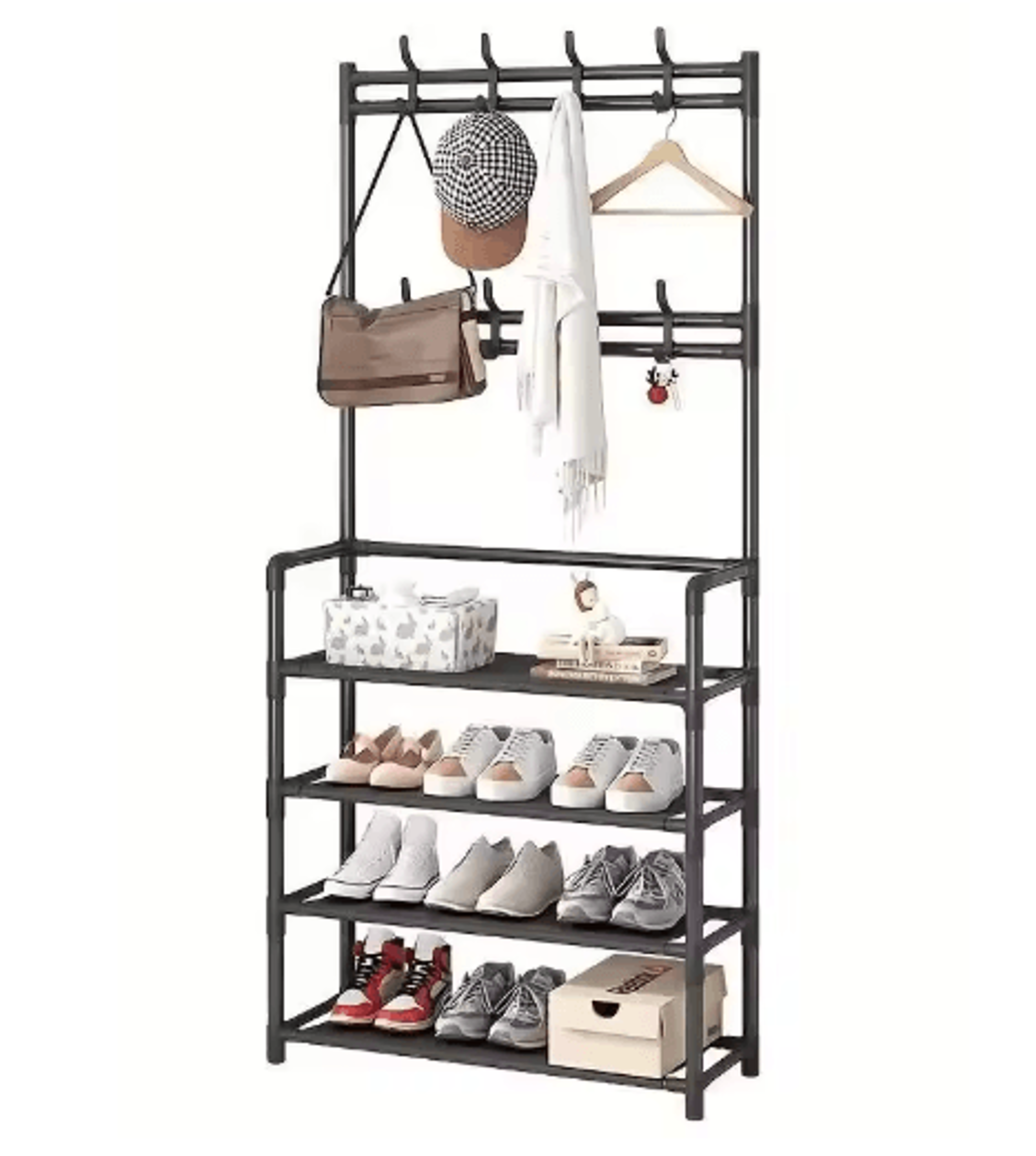 AllinOne Entryway Coat Rack With Shoe Storage  Freestanding Hall Tree Organizer For Shoes Jackets   1
