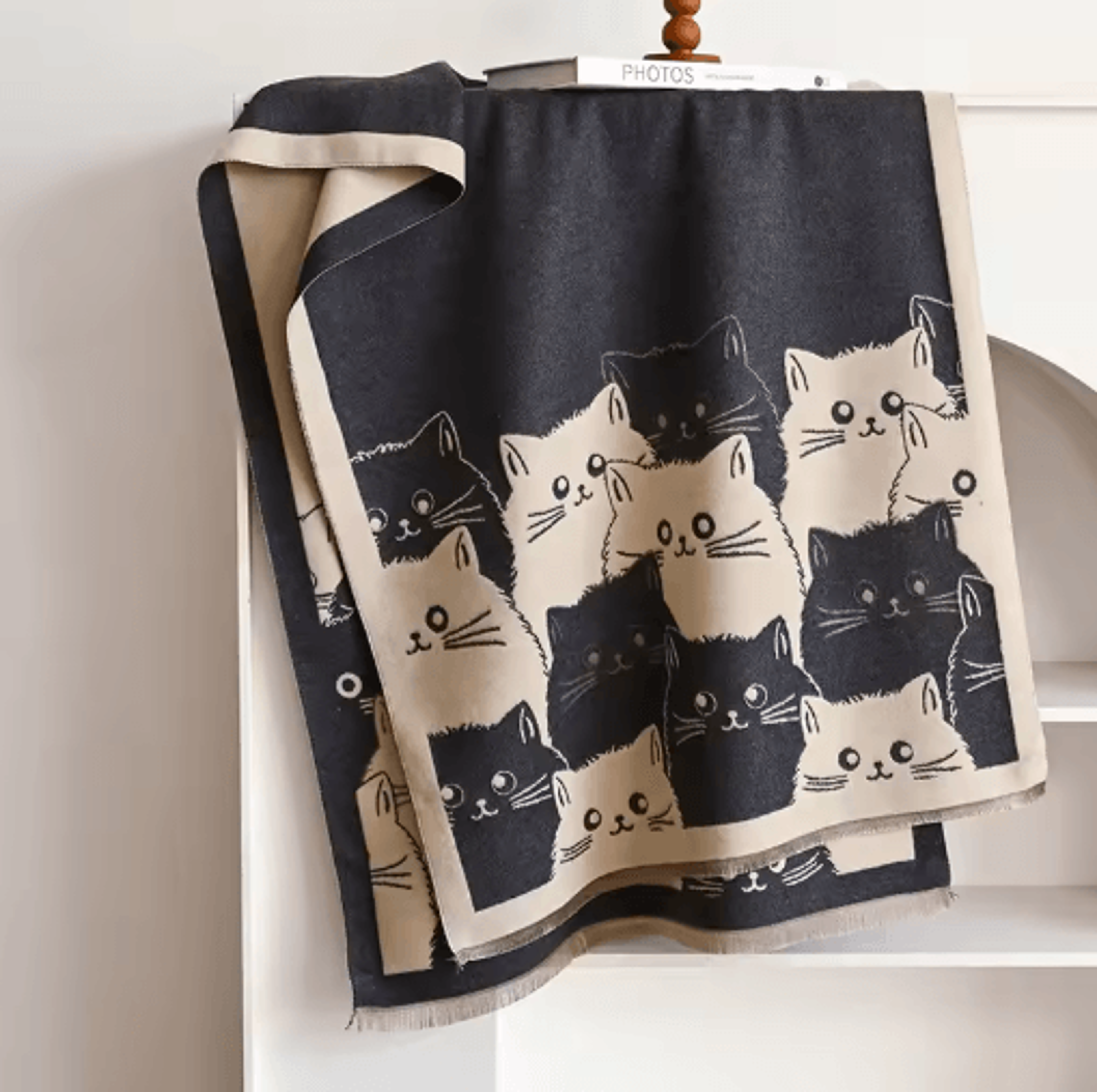Cute Cat Jacquard Pashmina Scarf  Thick Cashmere Winter Shawl  Blanket Wrap For Women 6