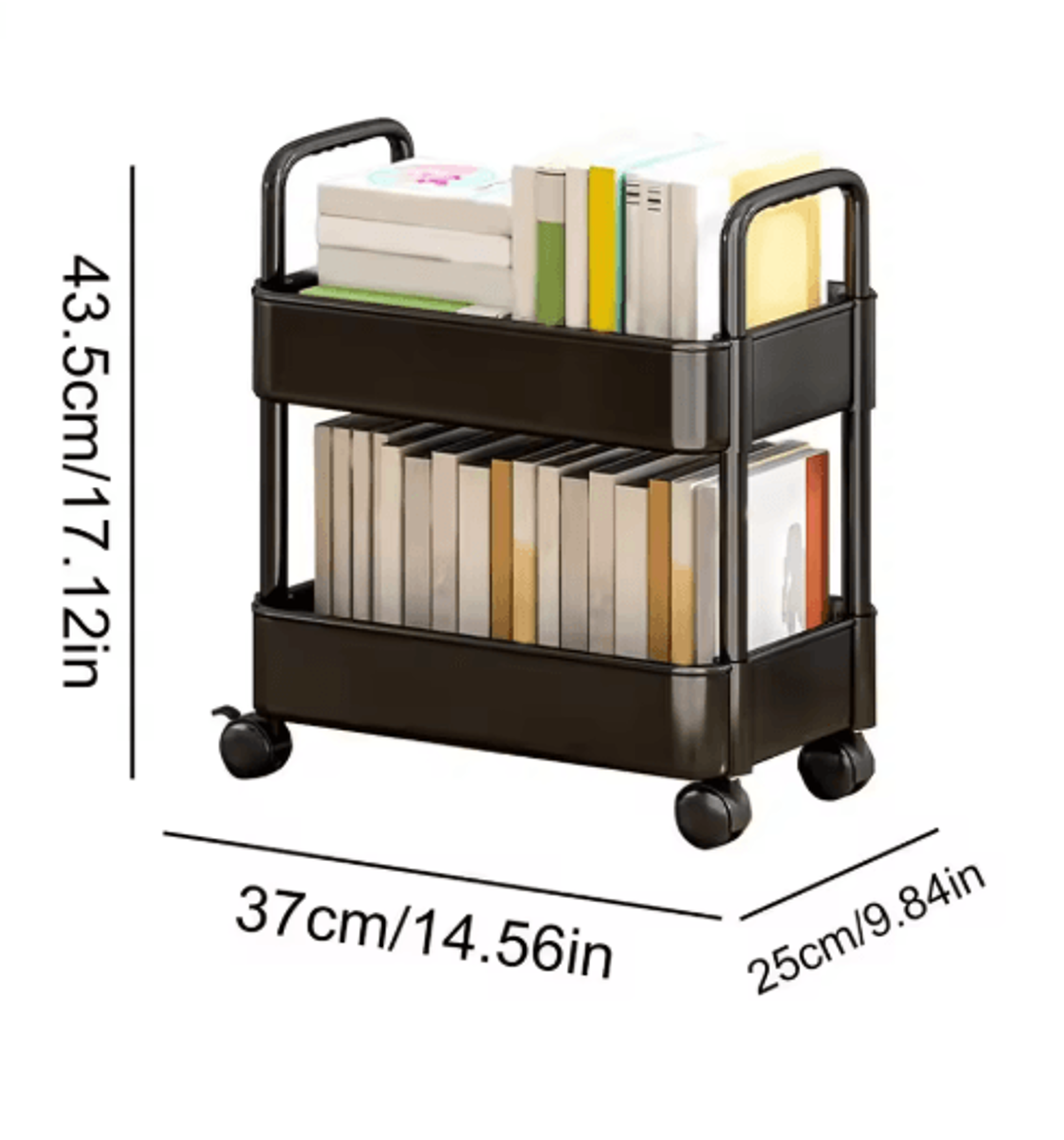2 Tier Durable Rolling Trolley Multi Purpose Storage Cart 1
