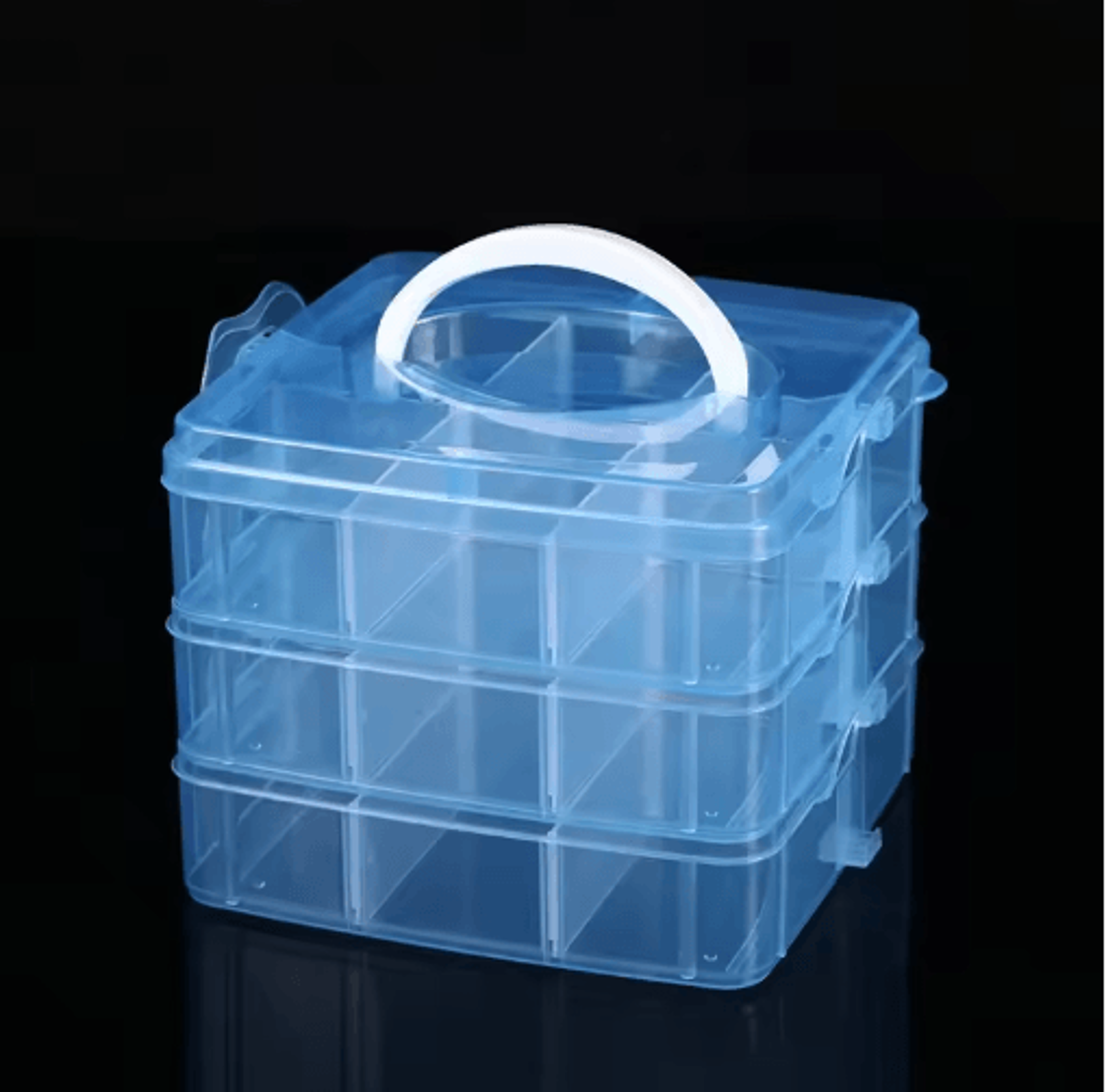 3 Layer 18 Grid Portable Storage Box With Detachable Compartments 1