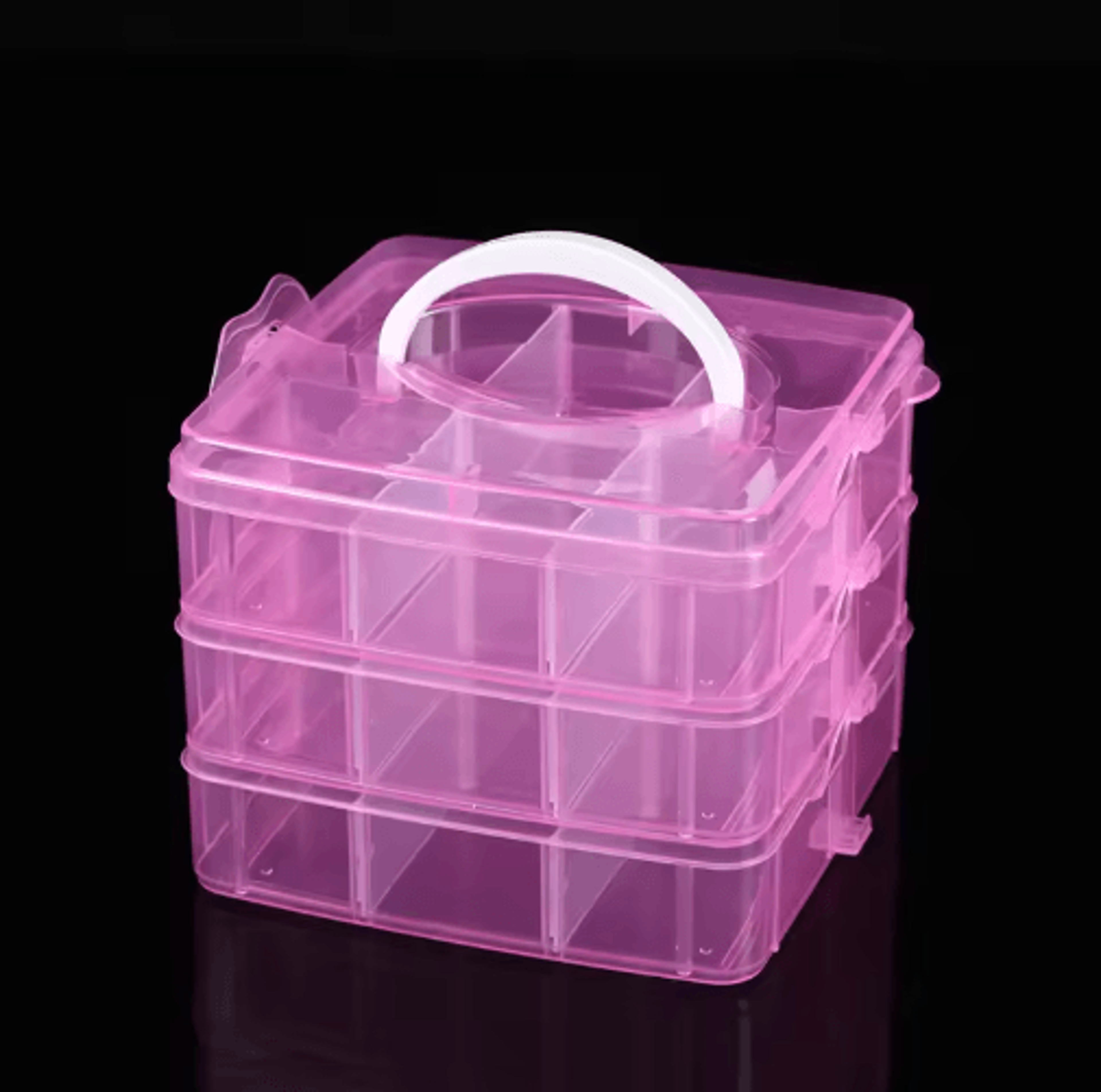 3 Layer 18 Grid Portable Storage Box With Detachable Compartments 2