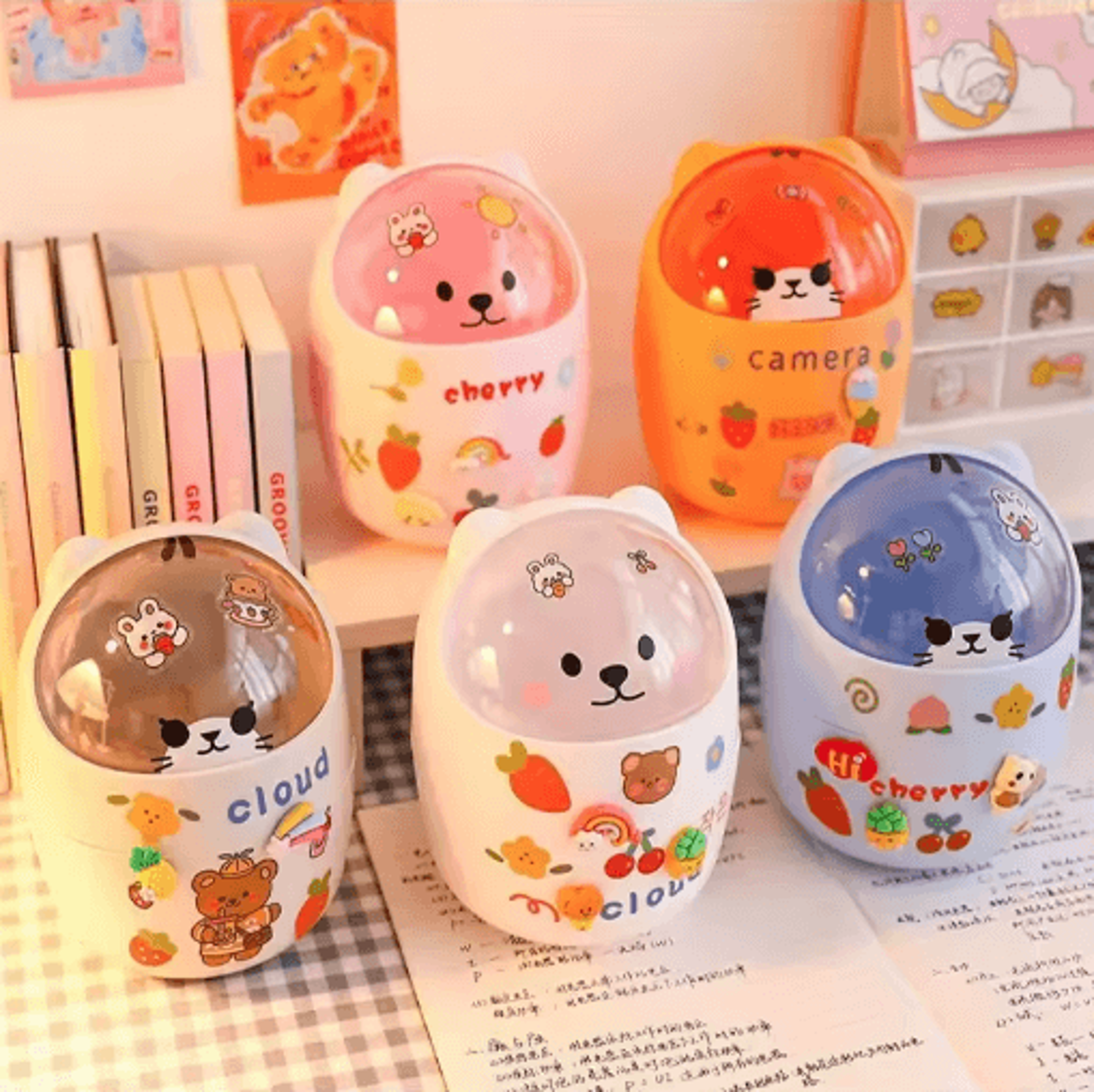 kawaii acrylic pen holder cute desk organizer for office and vanity