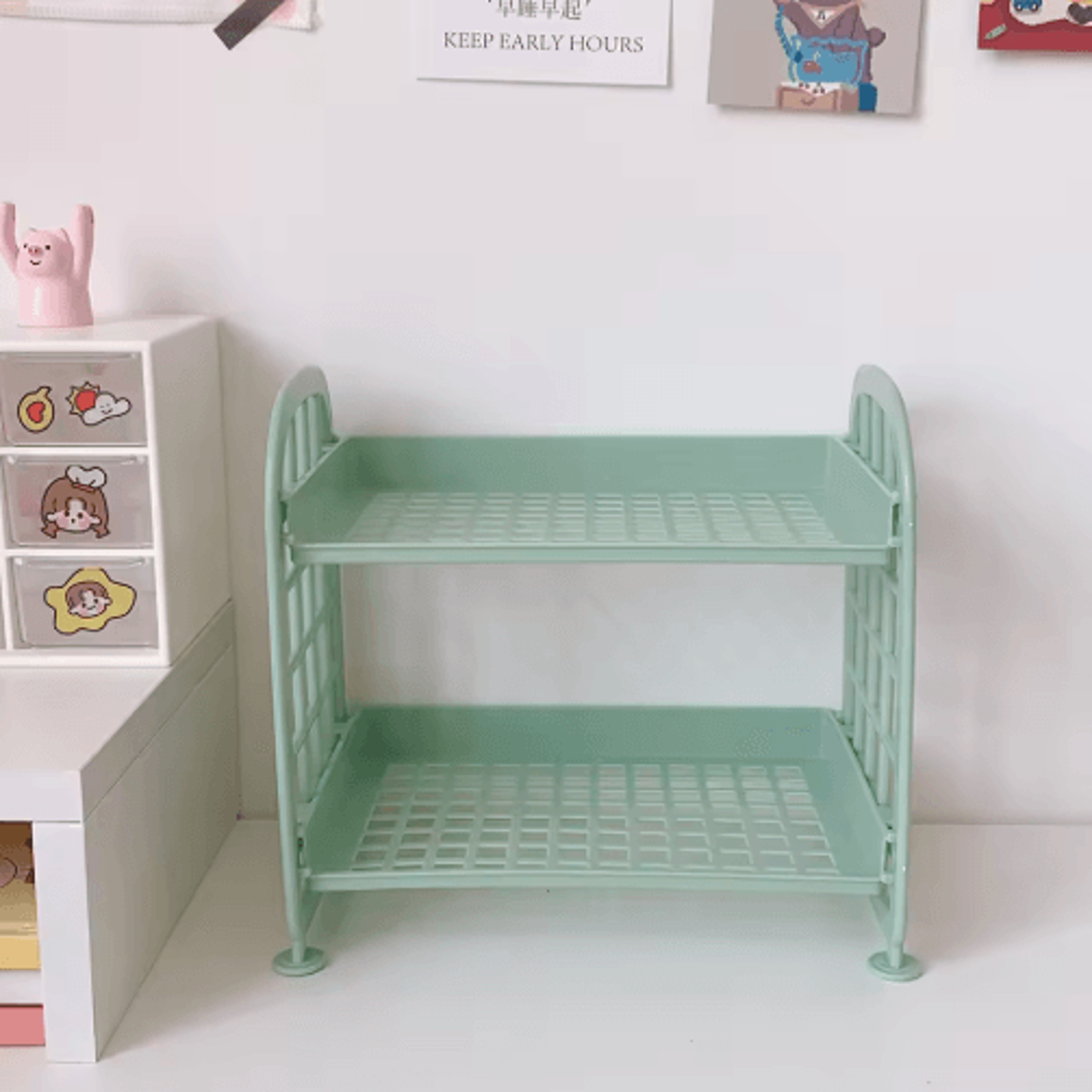Detachable Folding Double Layer Desktop Storage Rack For Office And Under Desk Use 1