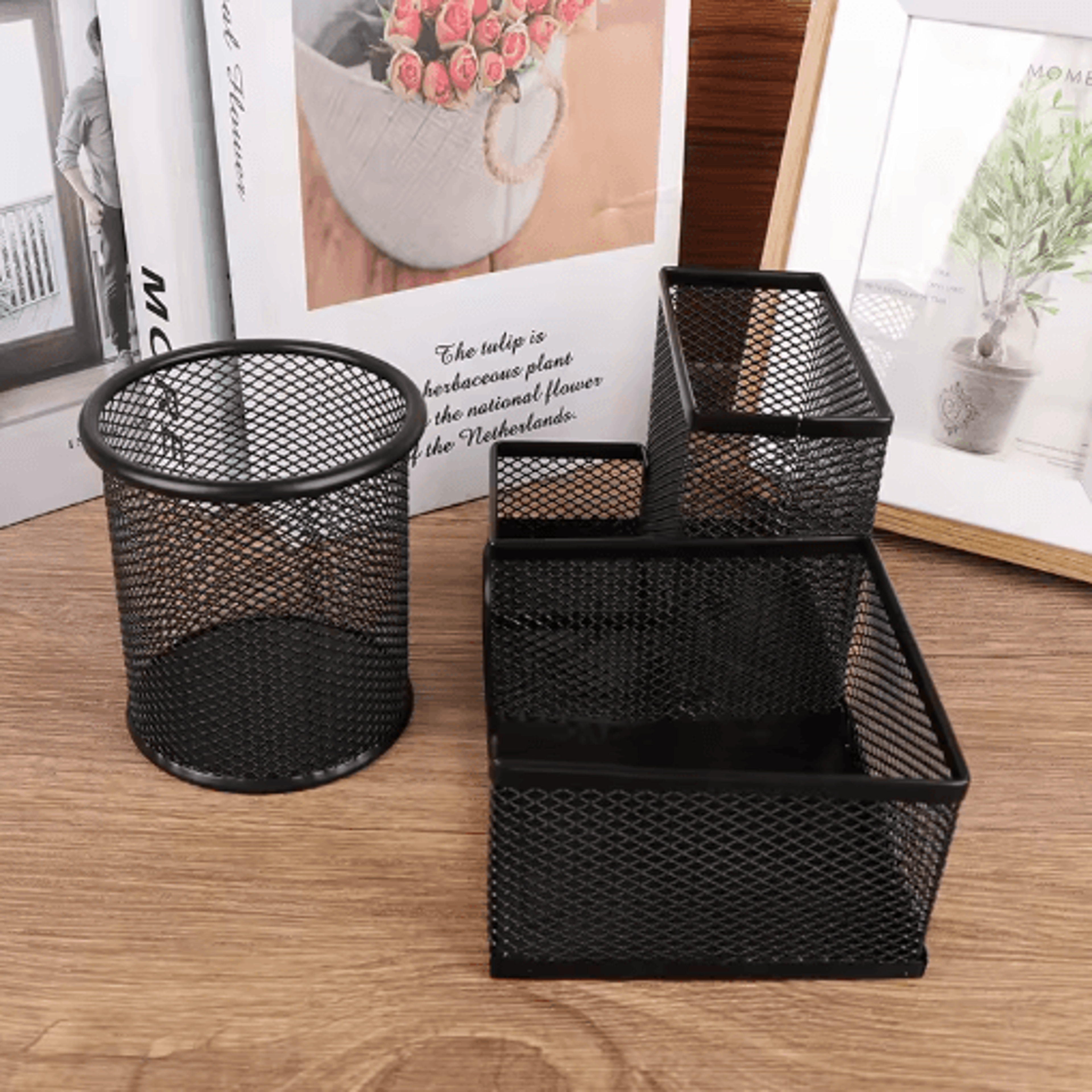 Creative Metal 3 Grid Desk Organizer Pen Holder And File Storage Rack 3