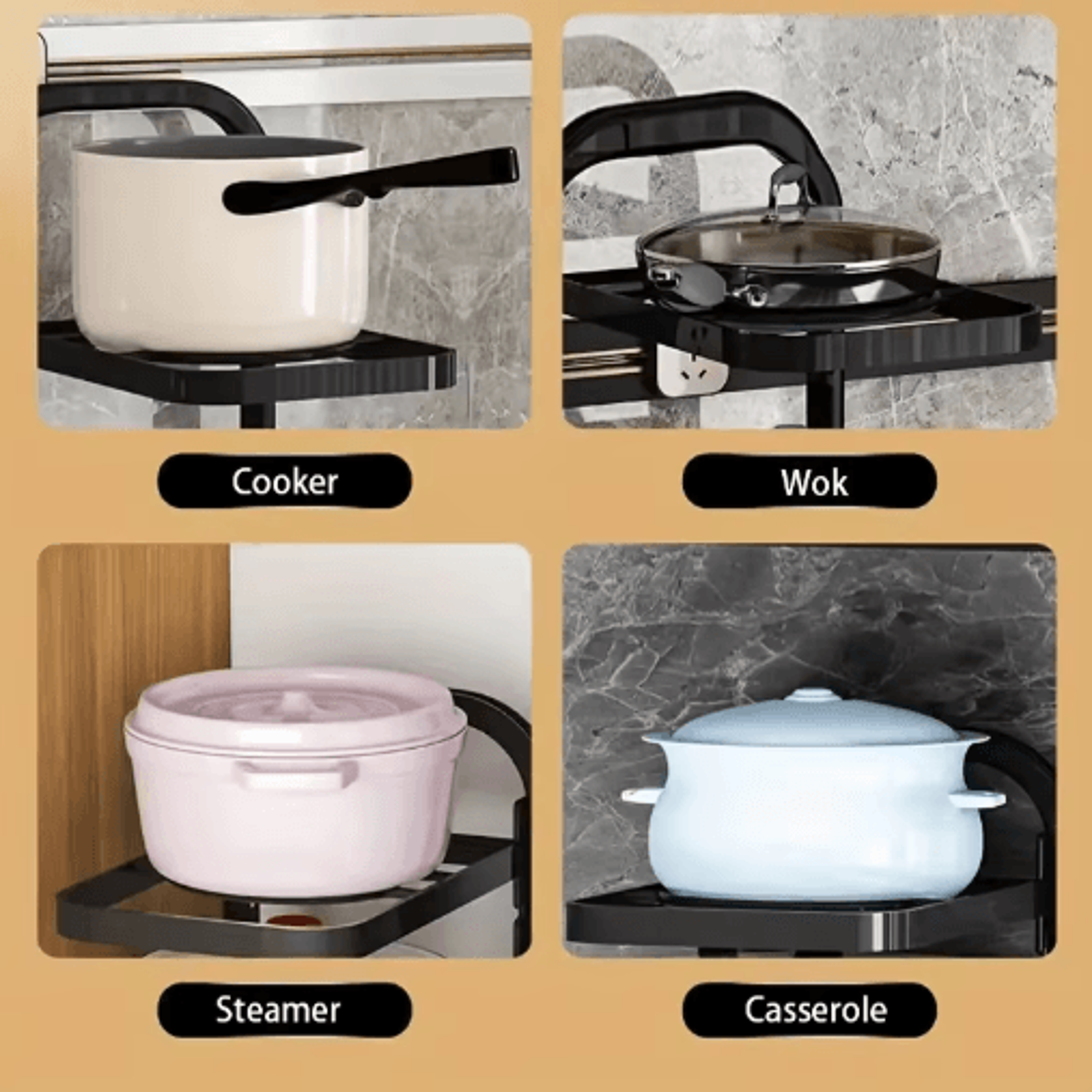 Height Adjustable Stainless Steel Pot Rack 3 To 4 Layer Under Sink Cabinet Organizer 5