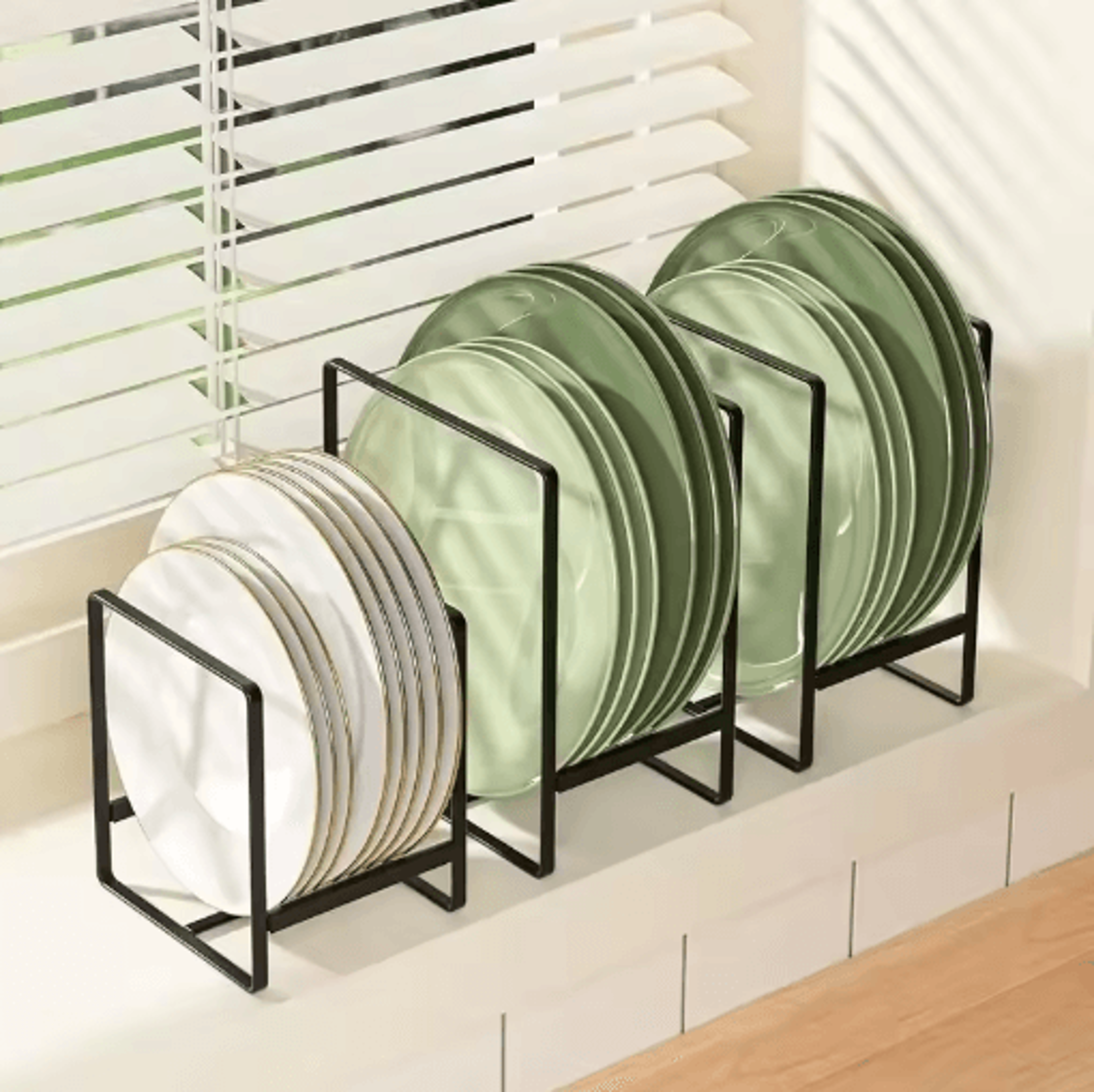 Iron Countertop Dish Rack Dinner Plate Drain  Kitchen Cabinet Storage Organizer 4