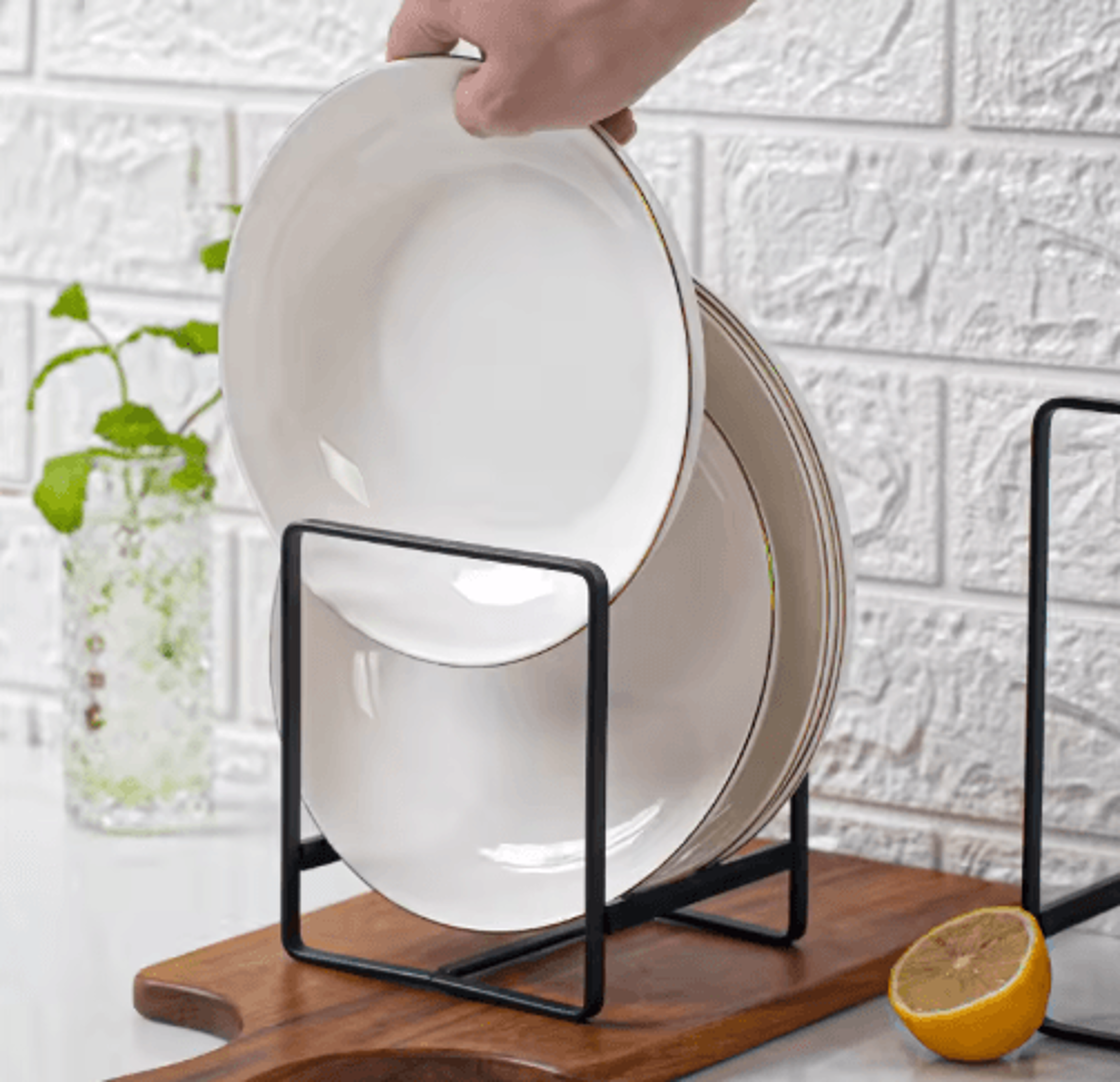 Iron Countertop Dish Rack Dinner Plate Drain  Kitchen Cabinet Storage Organizer 5