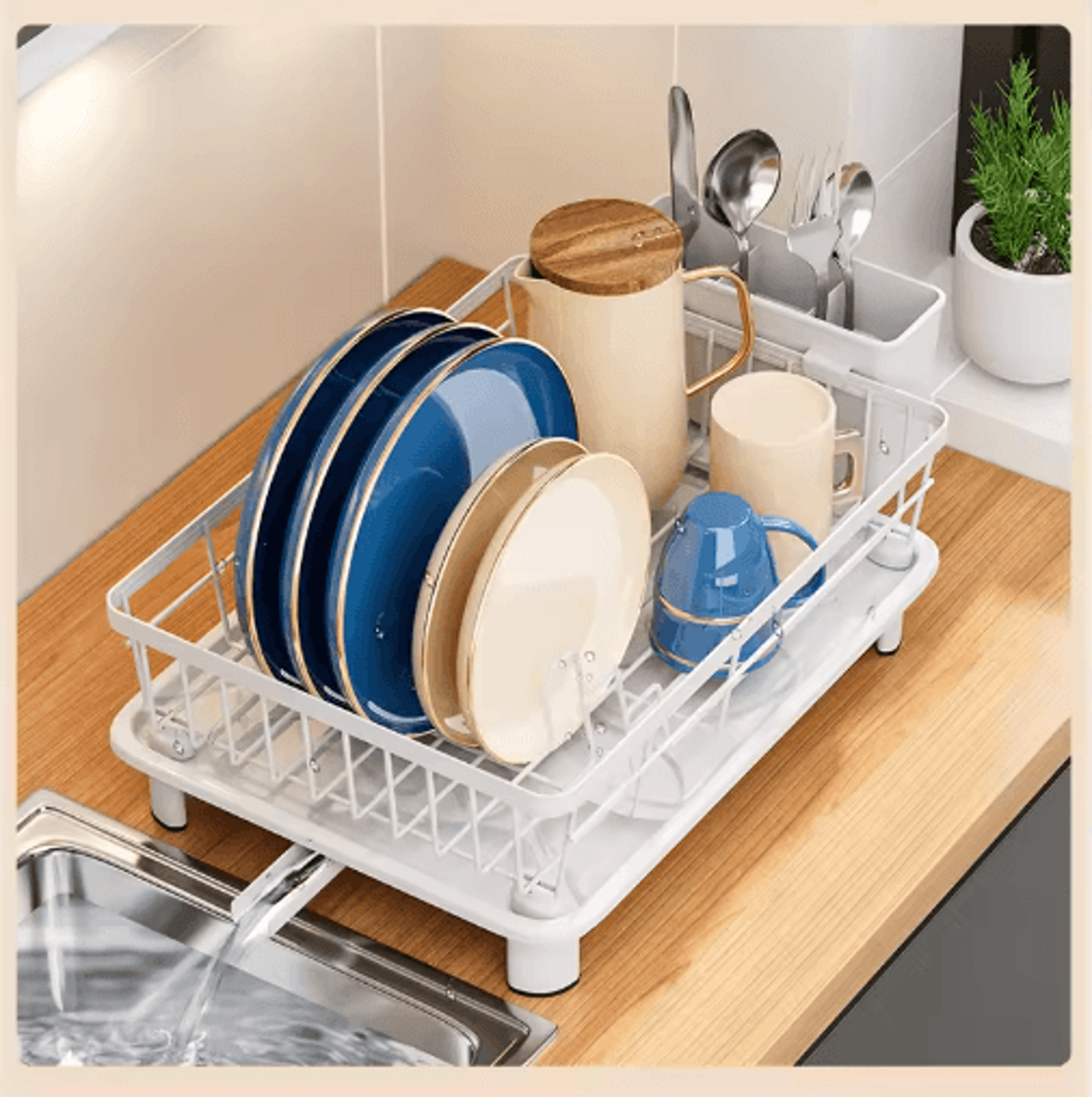 Compact Kitchen Dish Drying Rack Small Bowl  Plate Draining Storage Box 0